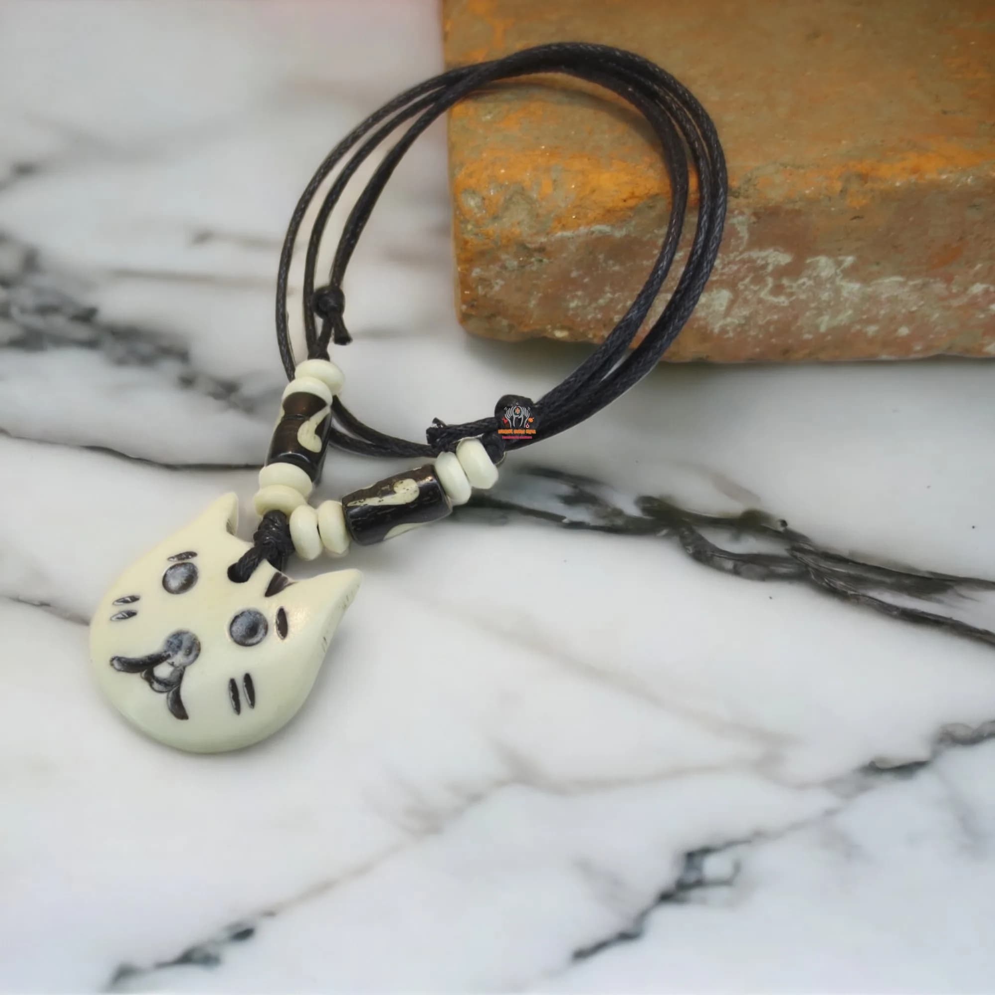Cat Face Bone Necklace