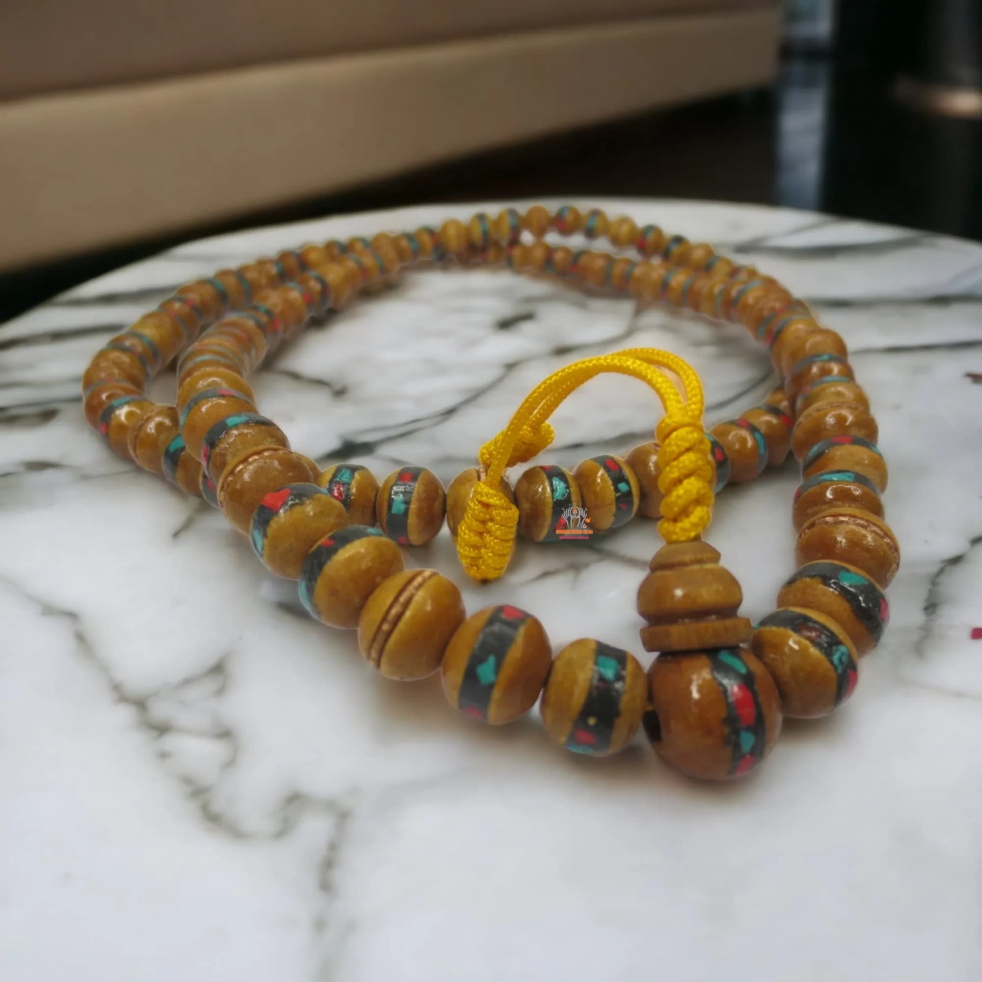 Stone Inlaid Wooden Mala