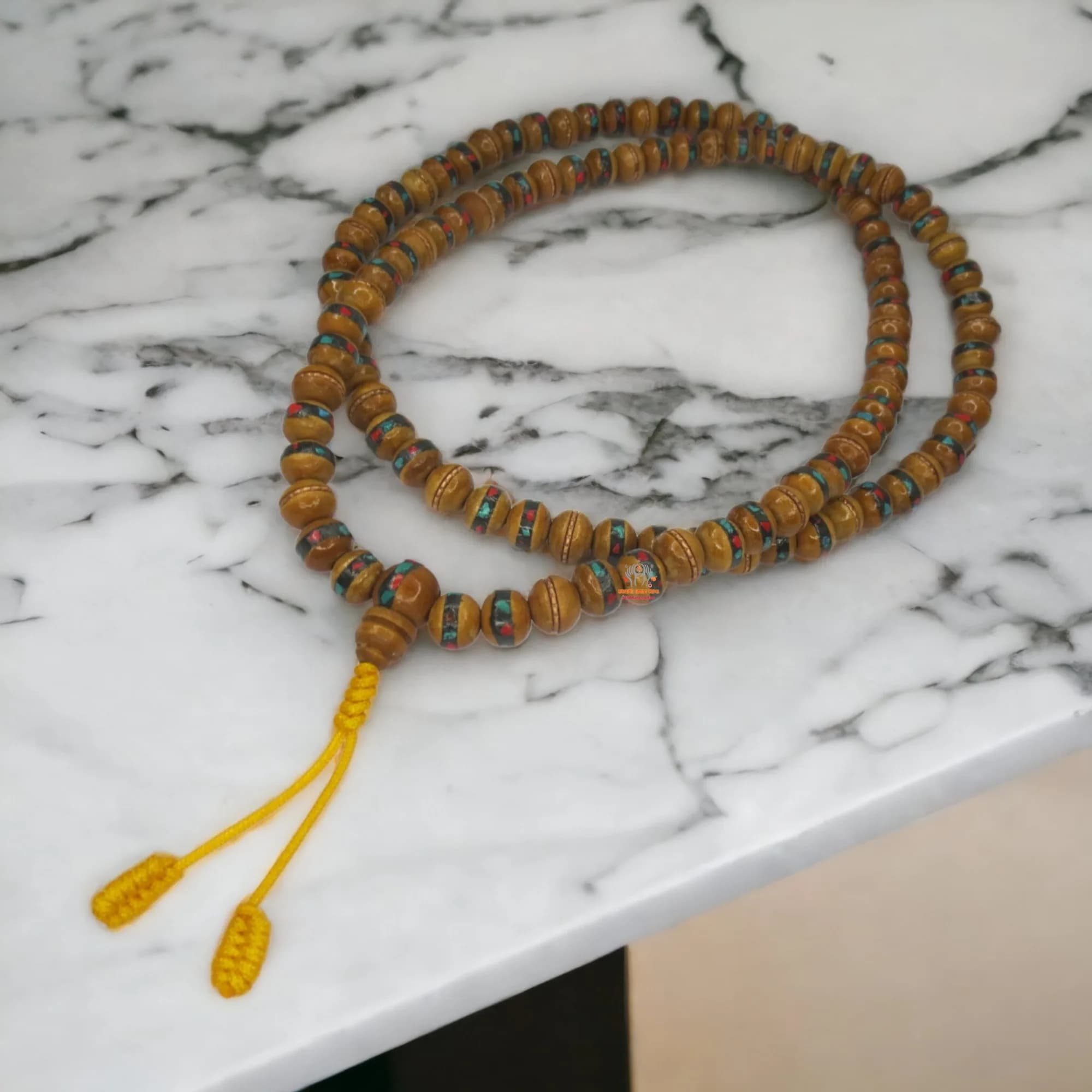 Stone Inlaid Wooden Mala
