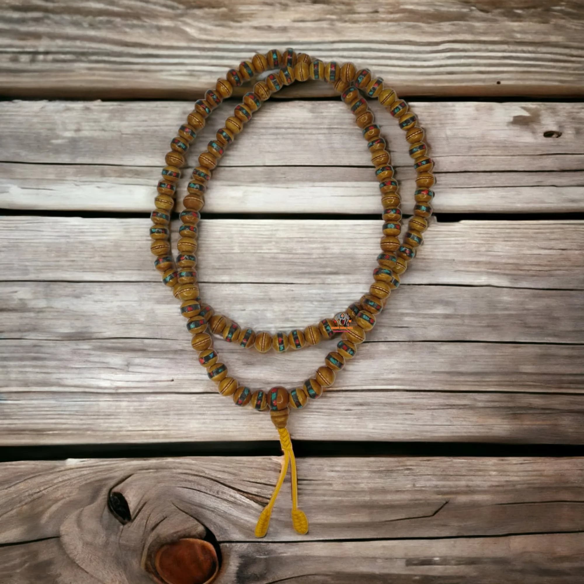 Stone Inlaid Wooden Mala