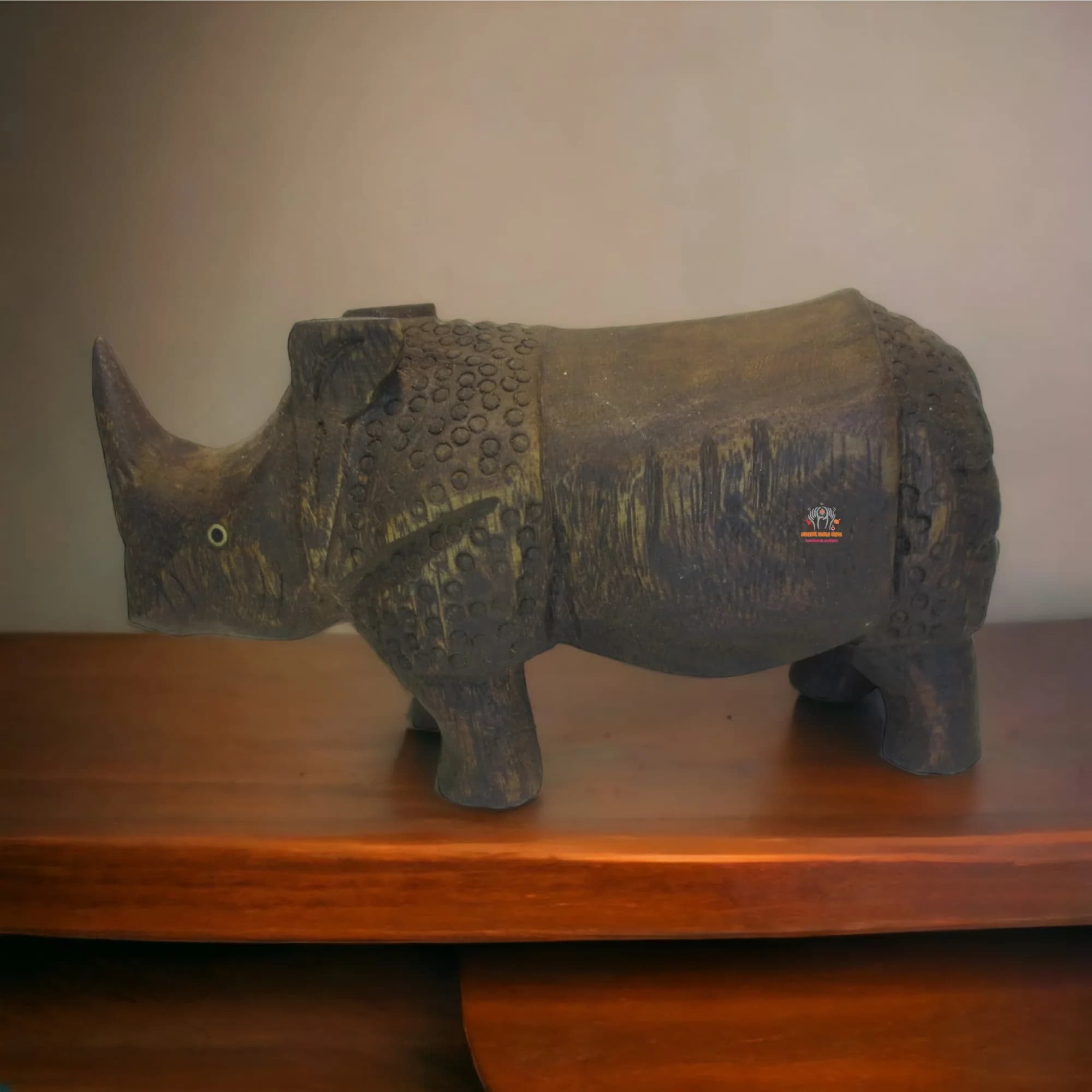 Wooden Rhino Statue