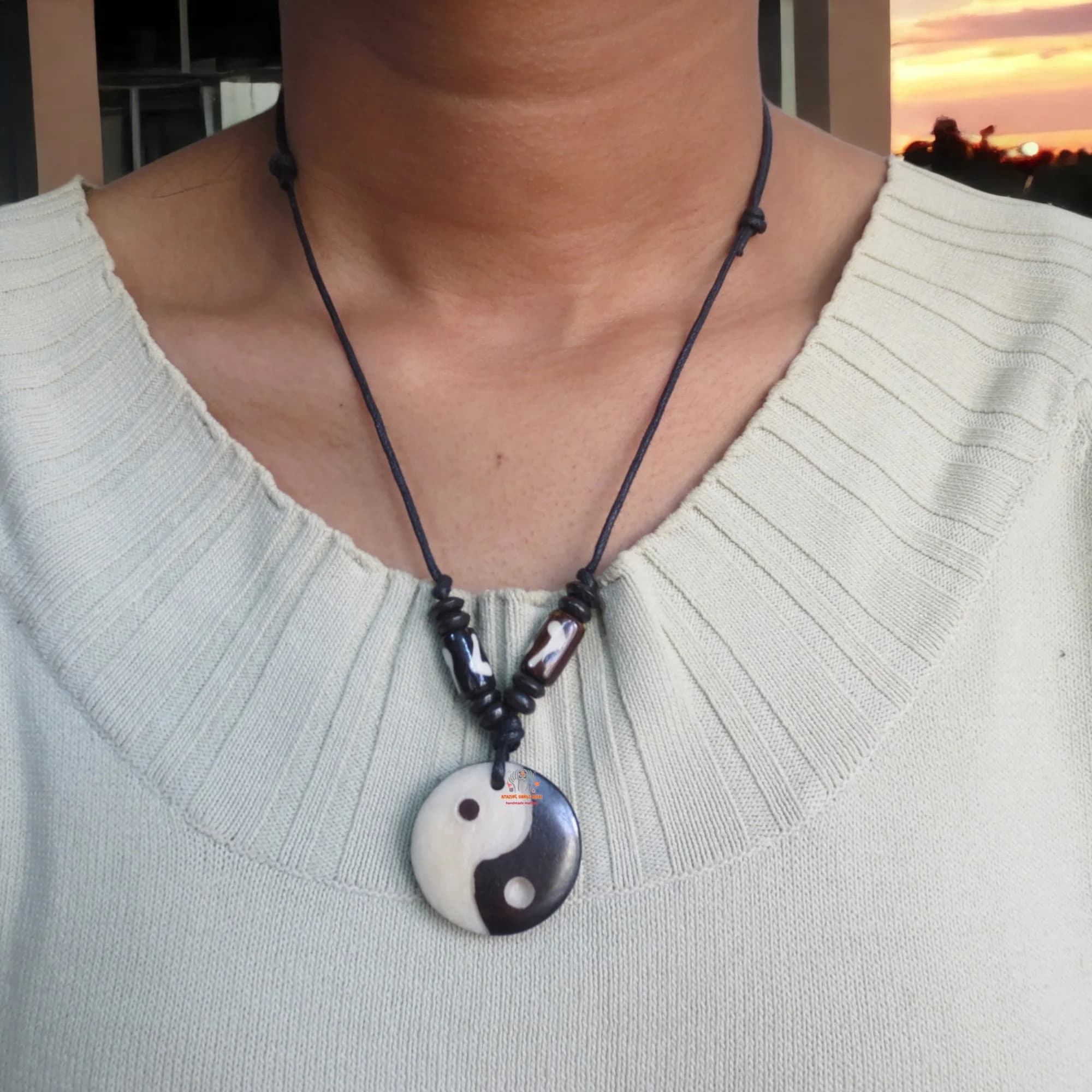 Yin-Yang Balance Carved Necklace