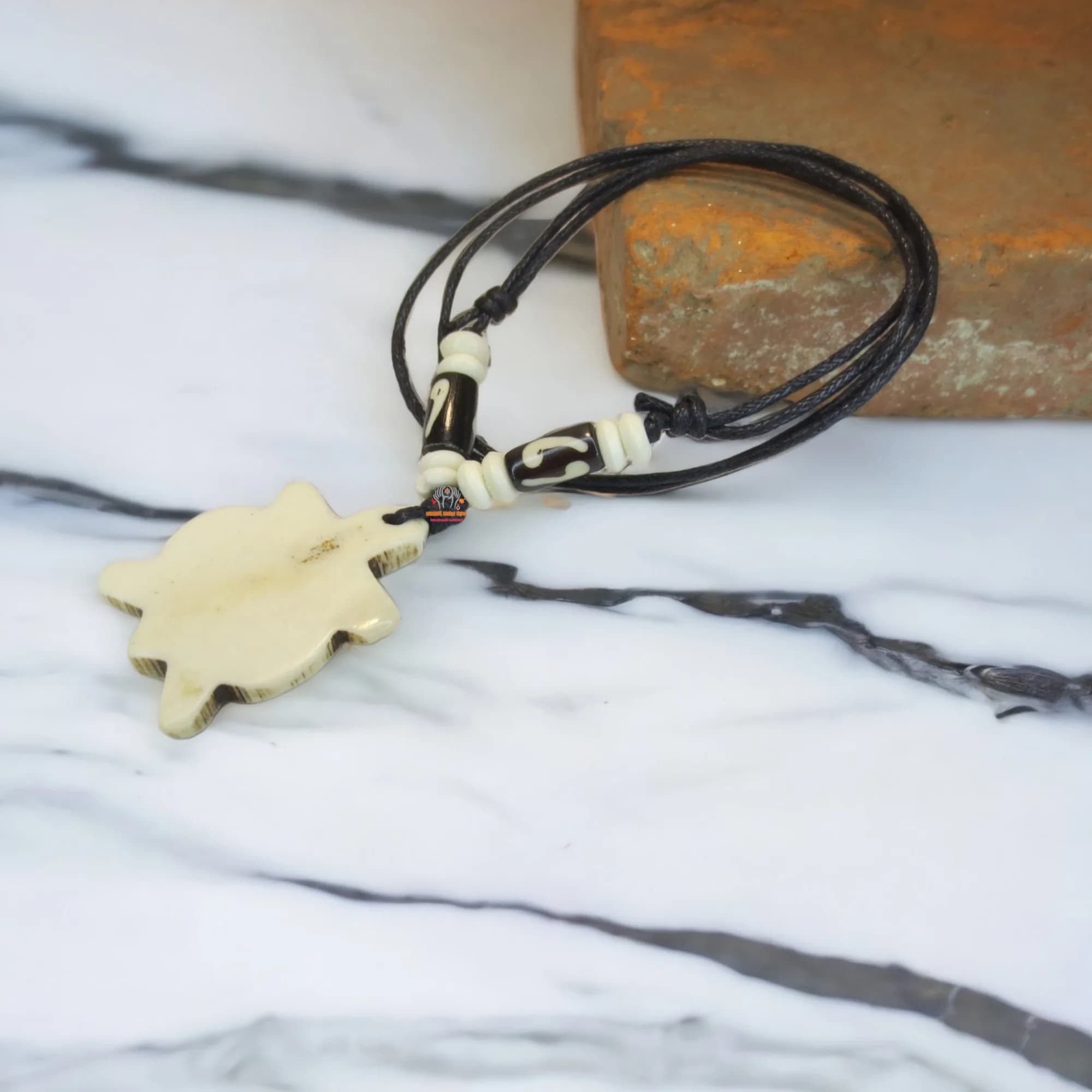 White Bone Tortoise Necklace