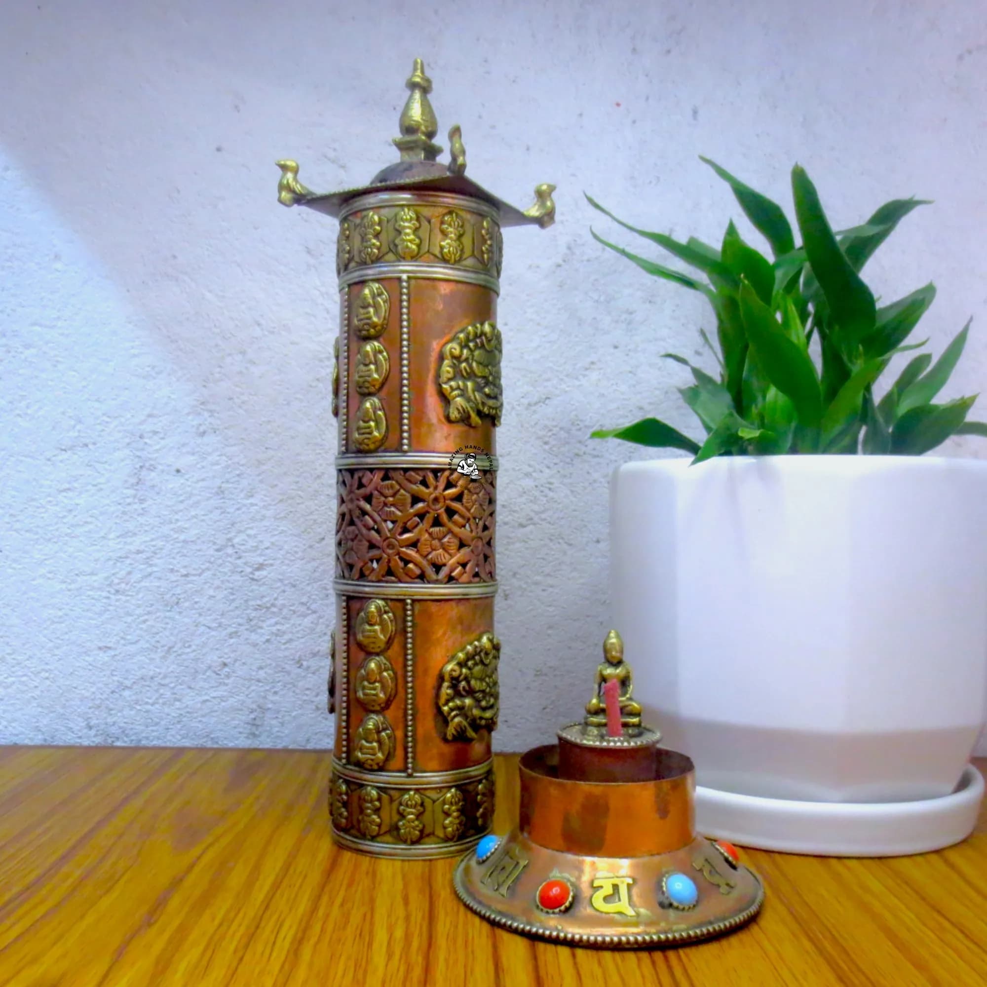 Cylinder Copper Incense Holder and Candle Holder