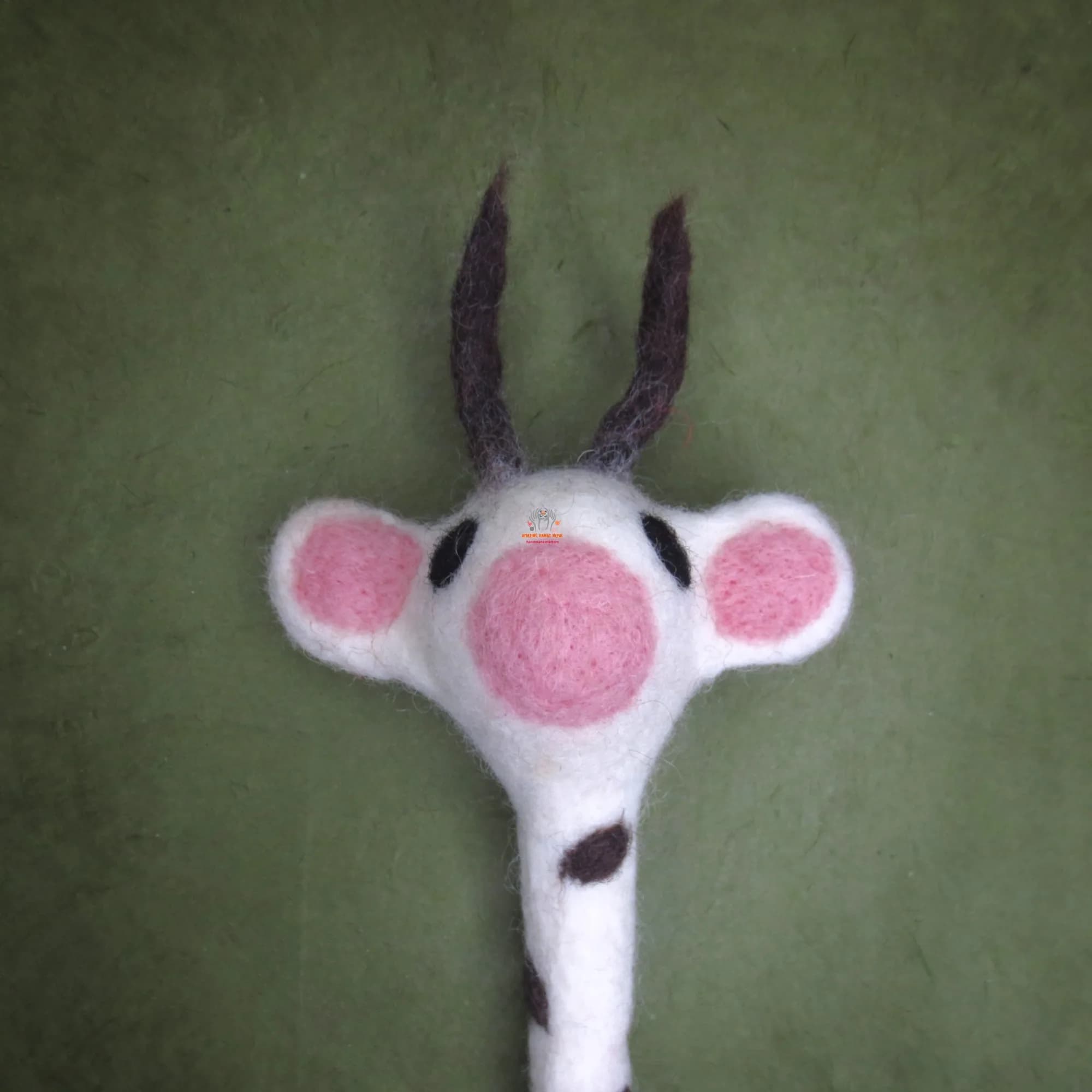 Wool Felted Cow Pencil Puppet Toy