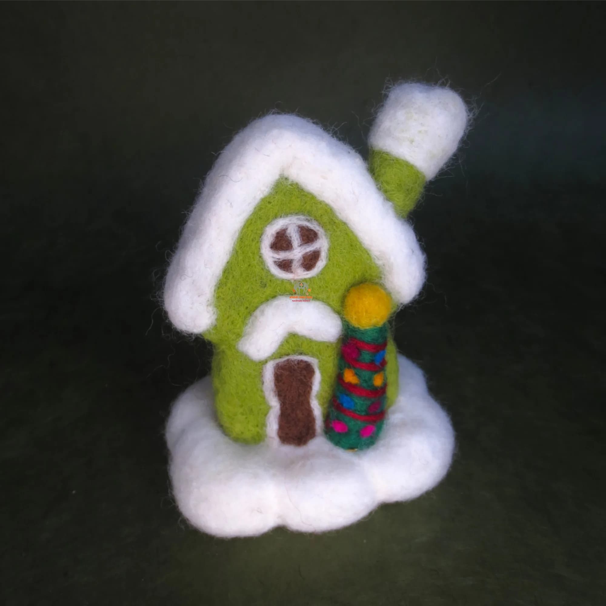 Wool Felted Snowy Christmas House