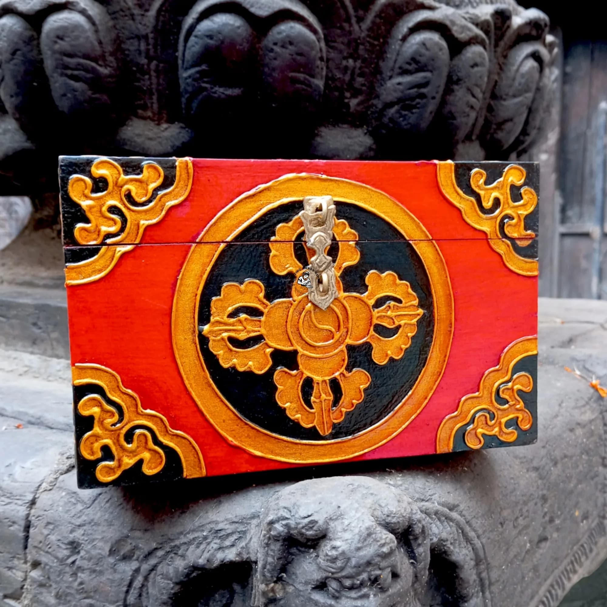 Buddhist Vajra Tibetan Jewelry Wooden Box
