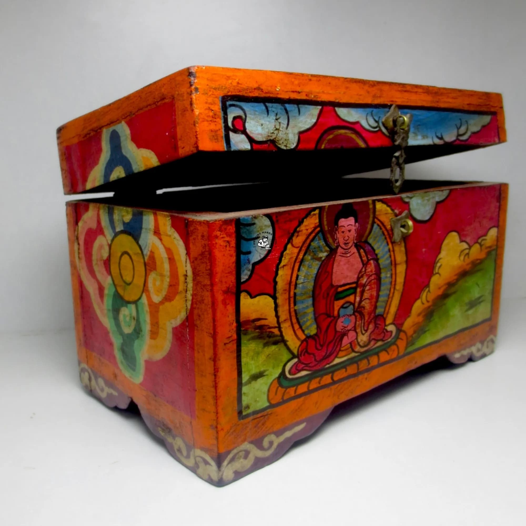 Tibetan Meditating Buddha Wooden Jewelry Box