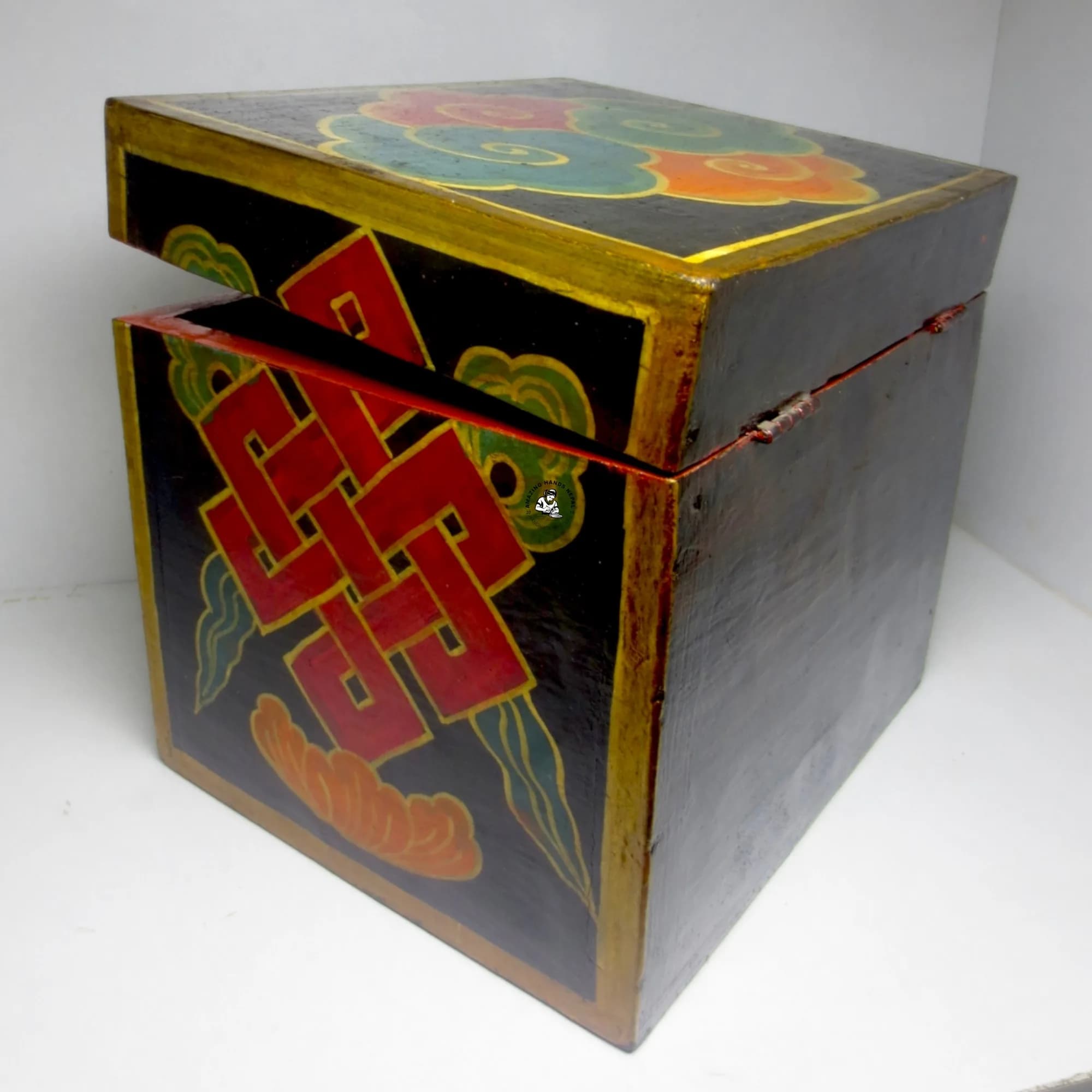 Buddhist Snow Lion Tibetan Wooden jewelry Box