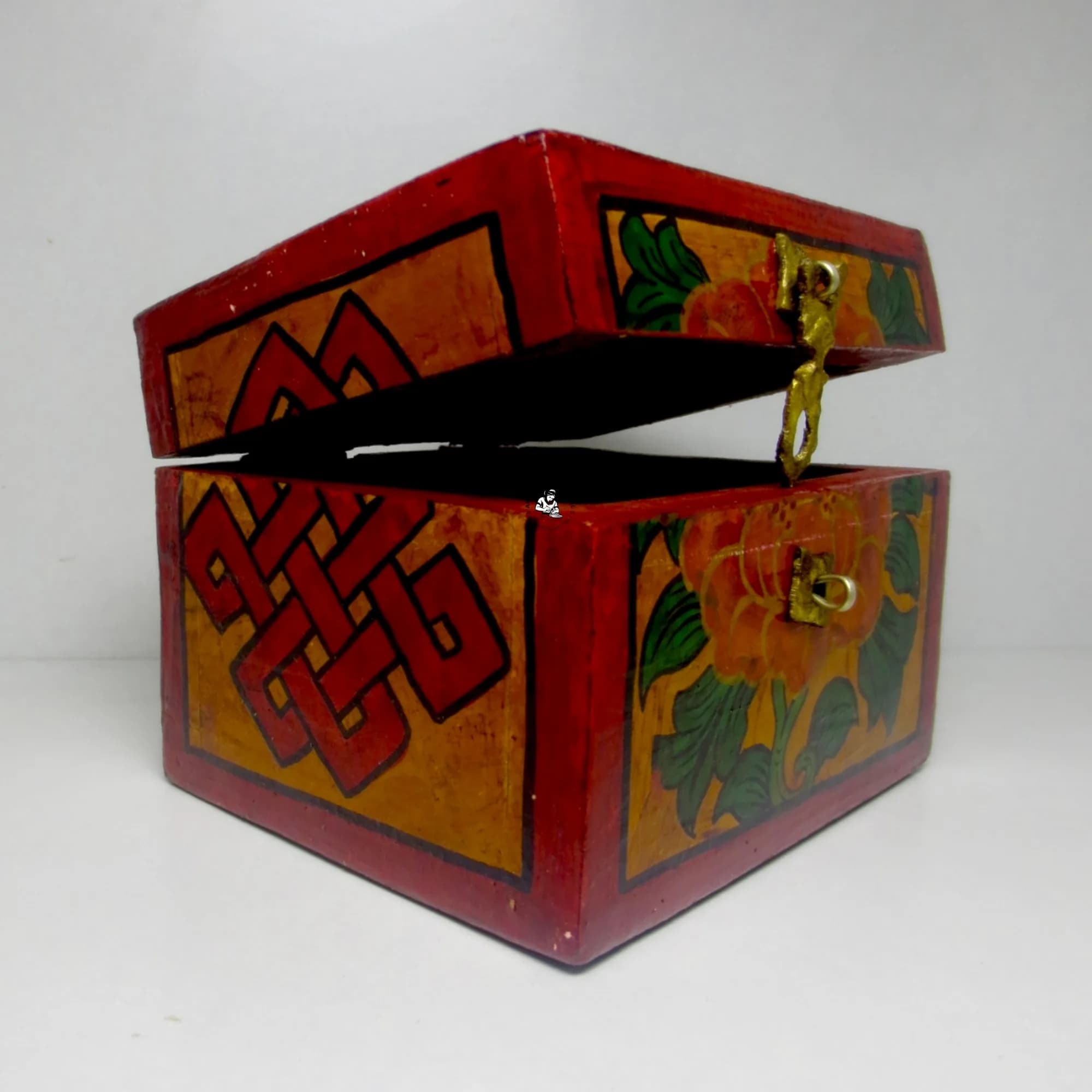 Buddhist Tibetan Lotus Wooden Jewelry Box