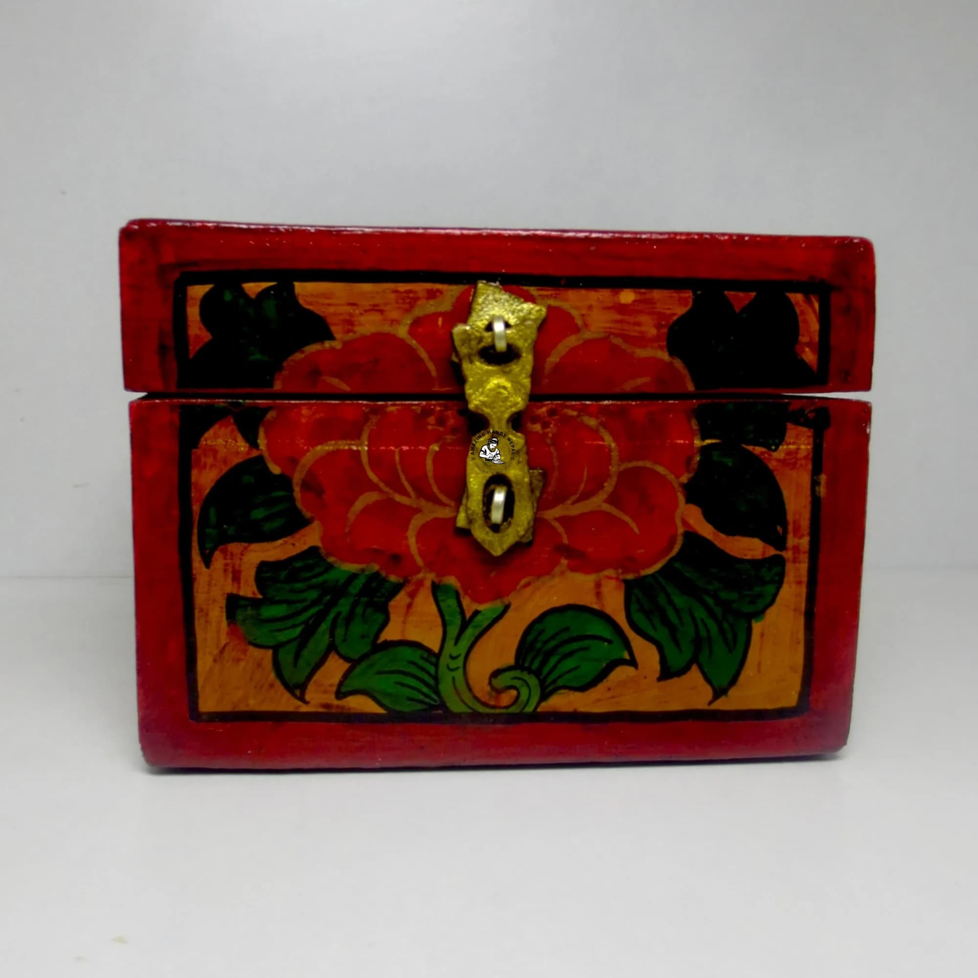 Buddhist Tibetan Lotus Wooden Jewelry Box