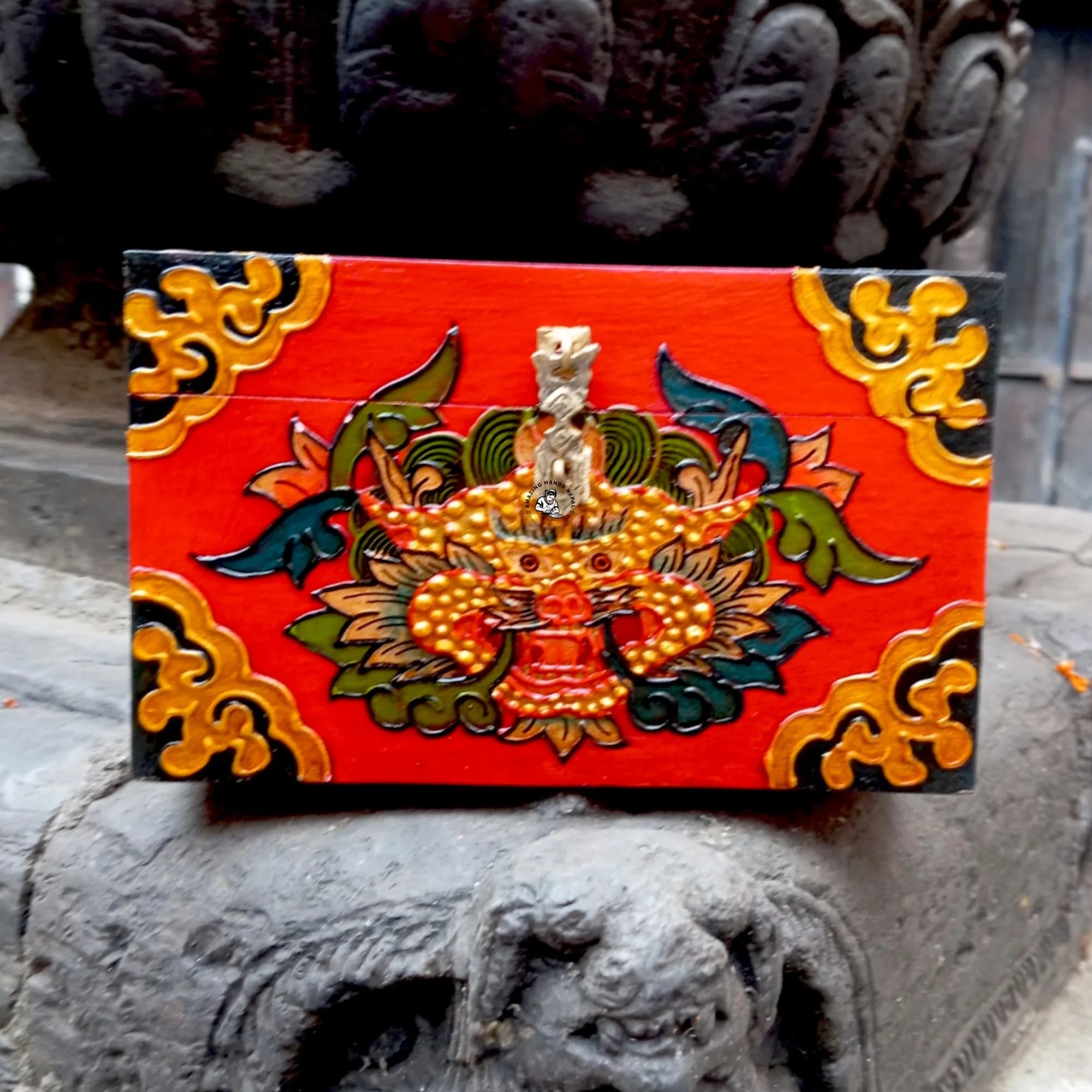 Tibetan Traditional Wooden Jewelry Box