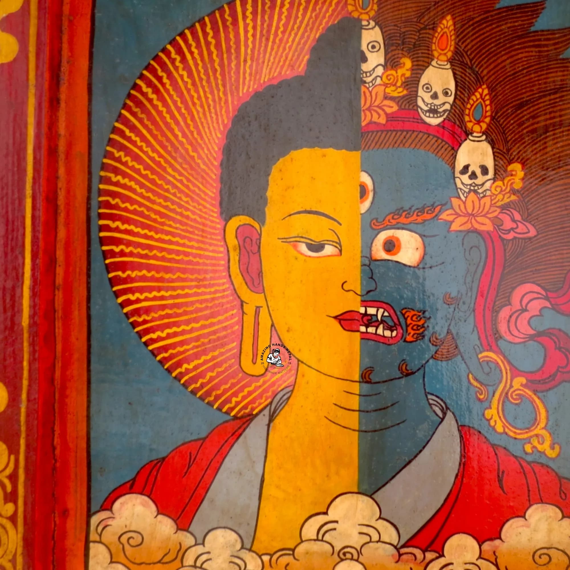 Yama Buddha Tibetan Wooden Frame