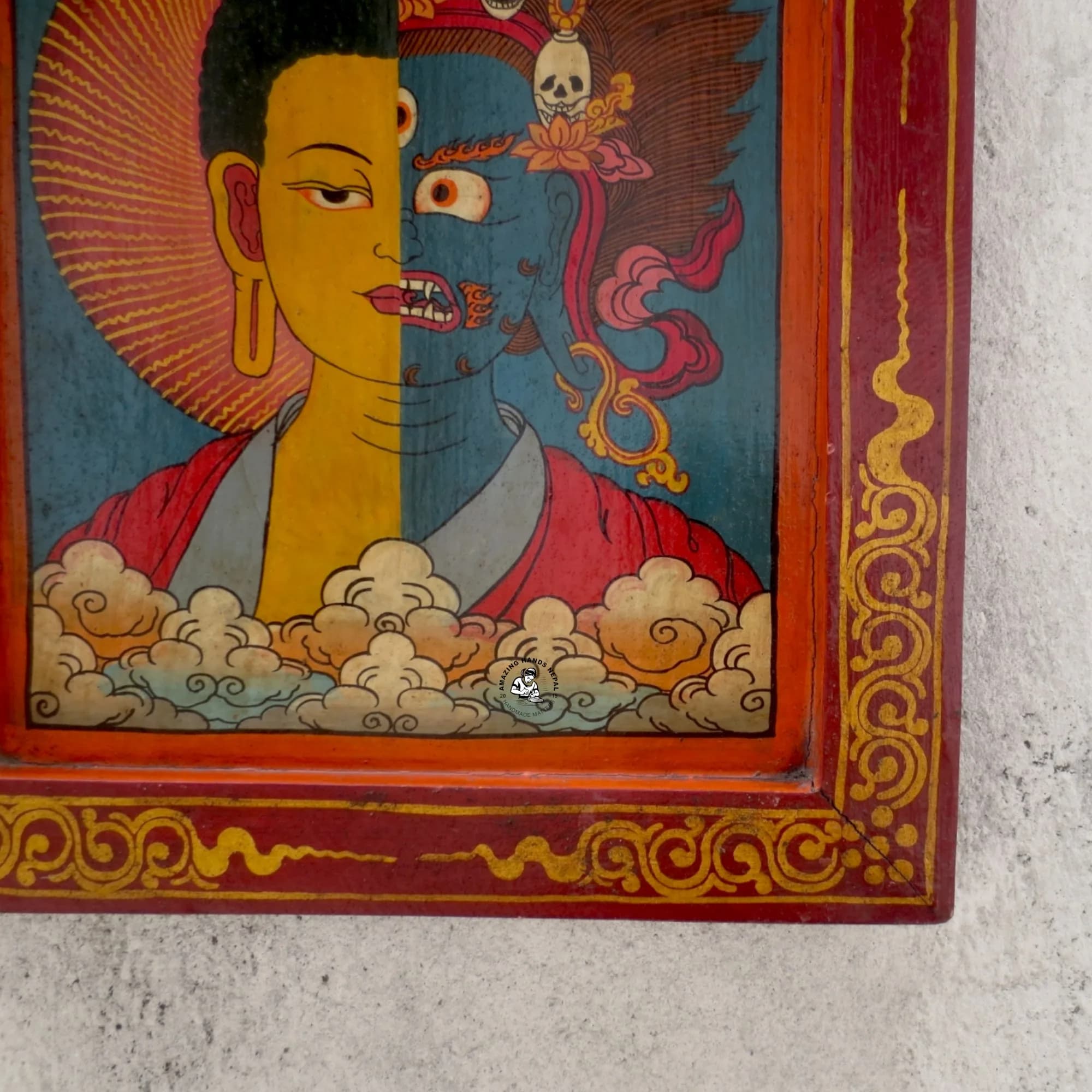 Yama Buddha Tibetan Wooden Frame