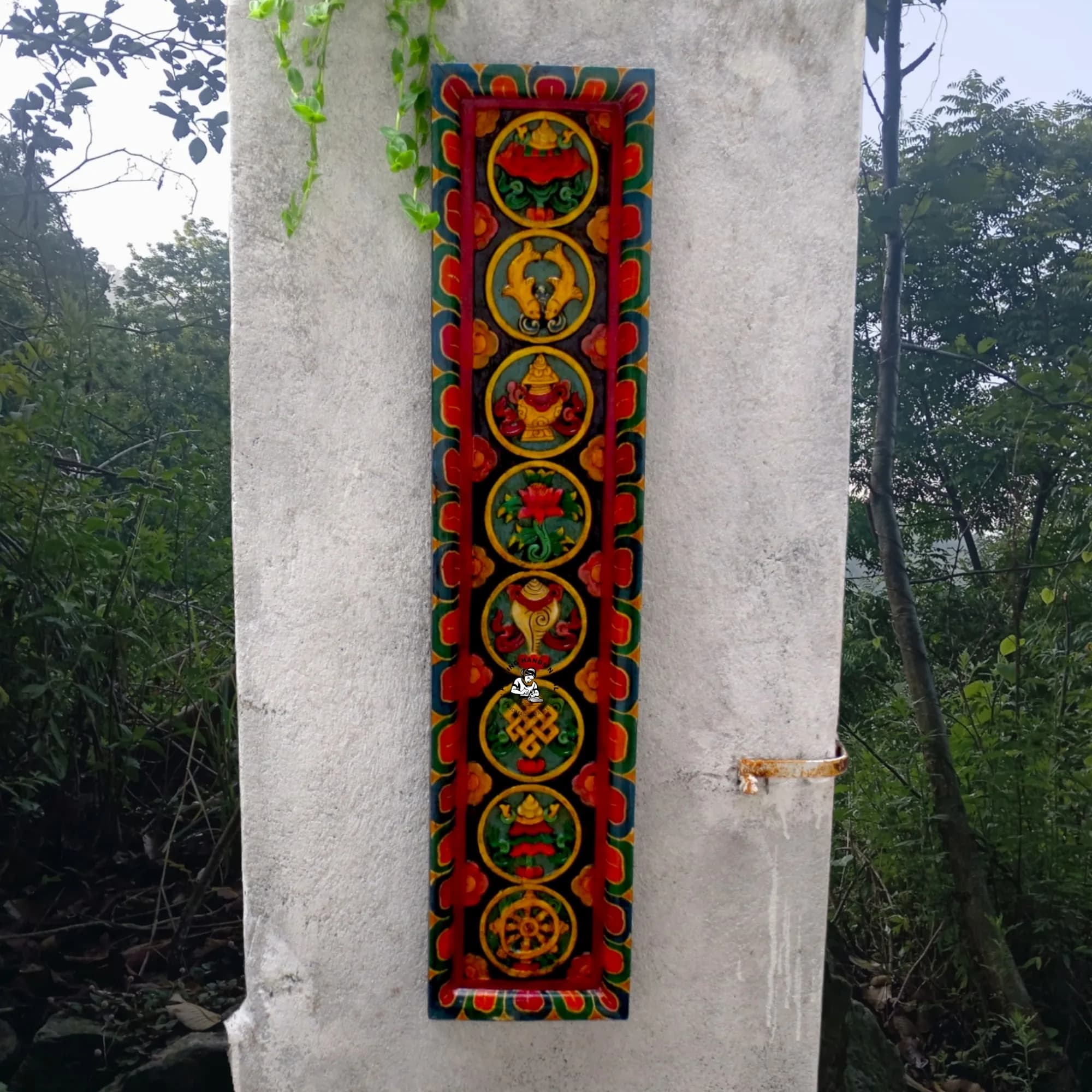 Buddhist Eight Lucky Symbol Wooden Wall Décor