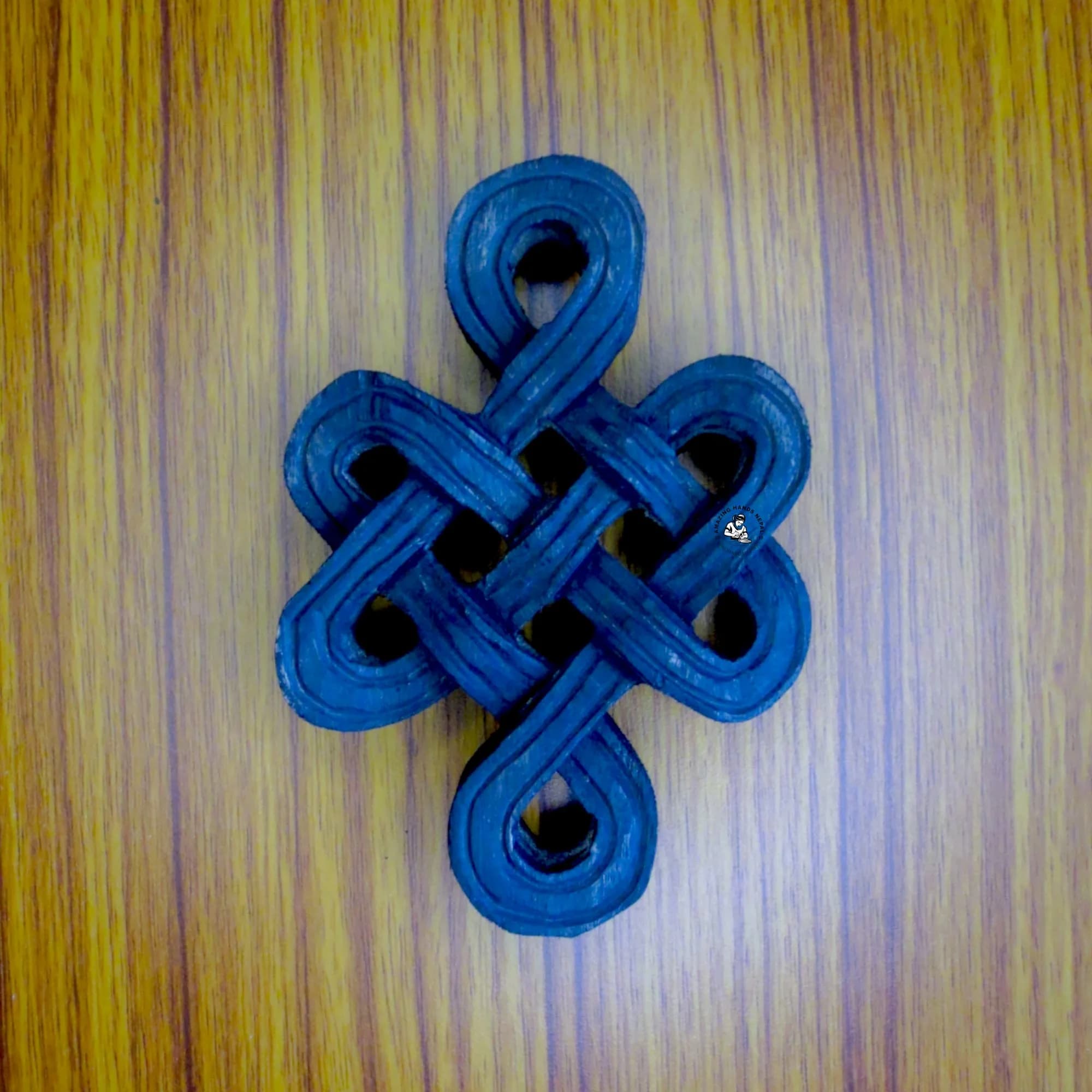 Wooden Tibetan Black Infinity Knot Wall Hanging
