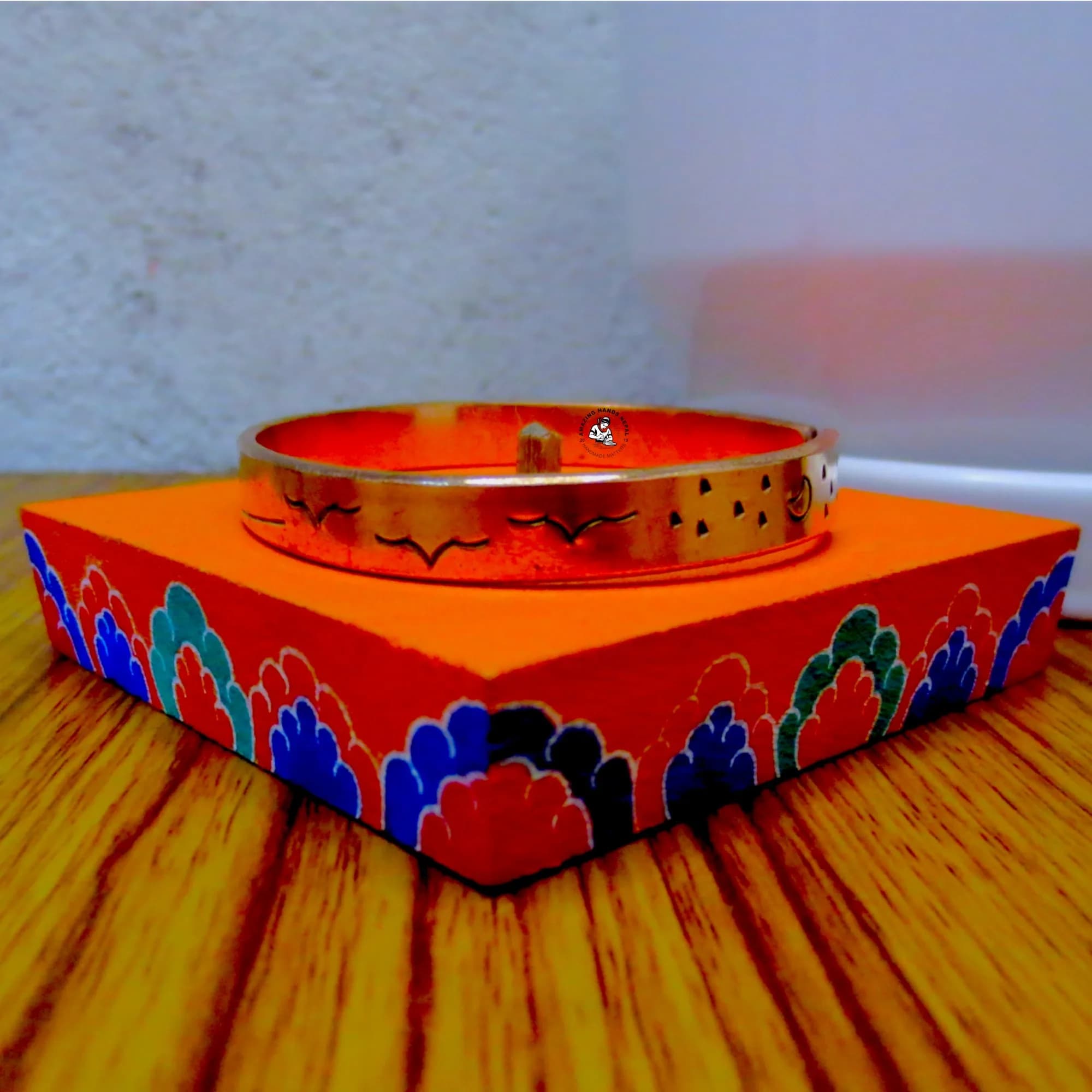 Rising Sun Carved Copper Bracelet