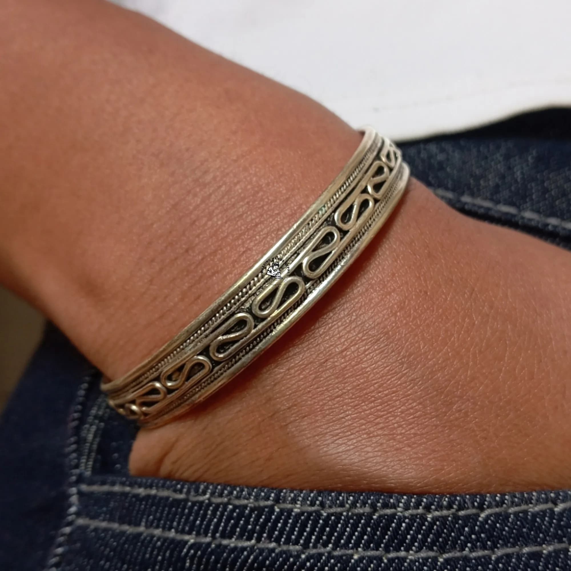 Tibetan Cherry Blossom Metal Bracelet