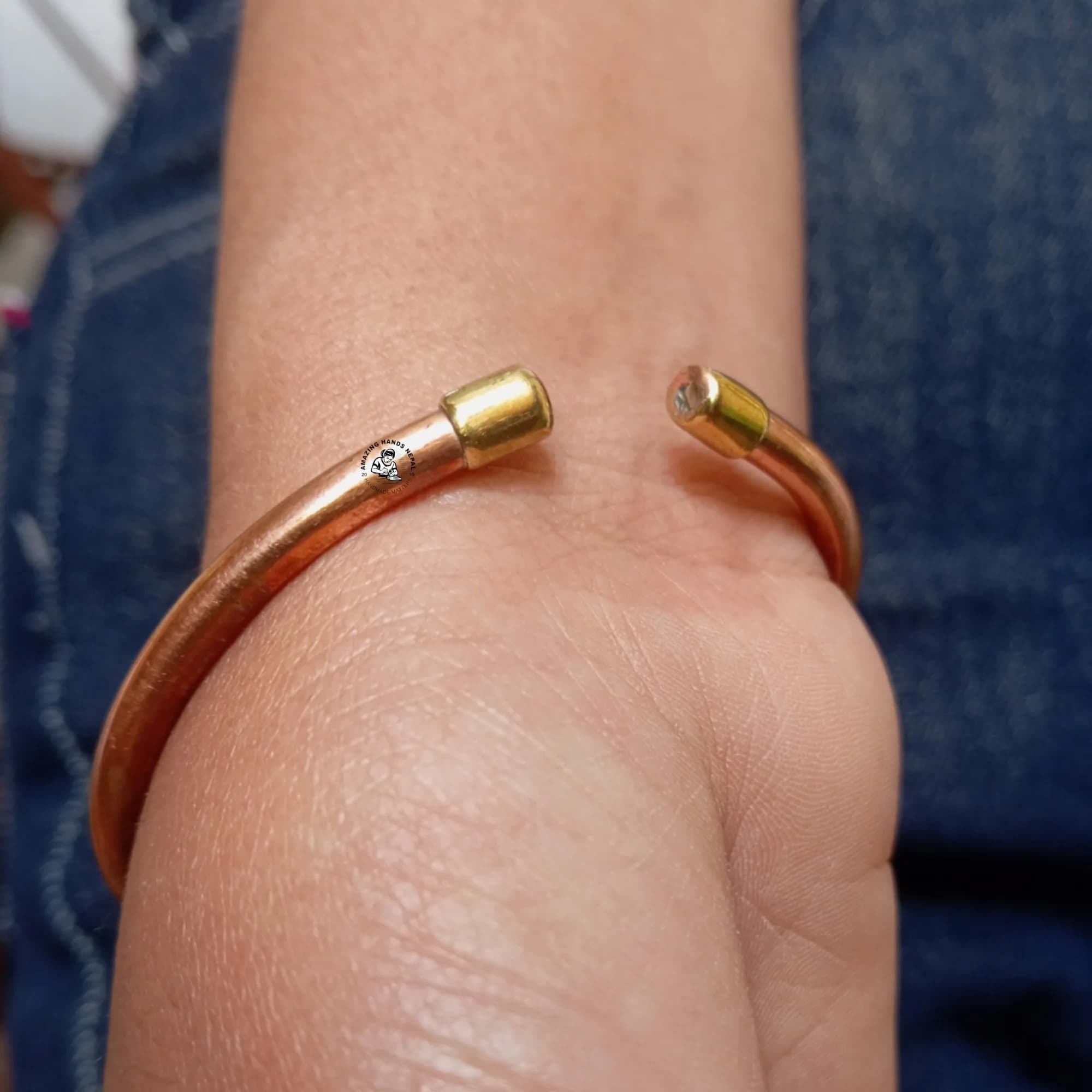 Tibetan Brass Cap Copper Bracelet