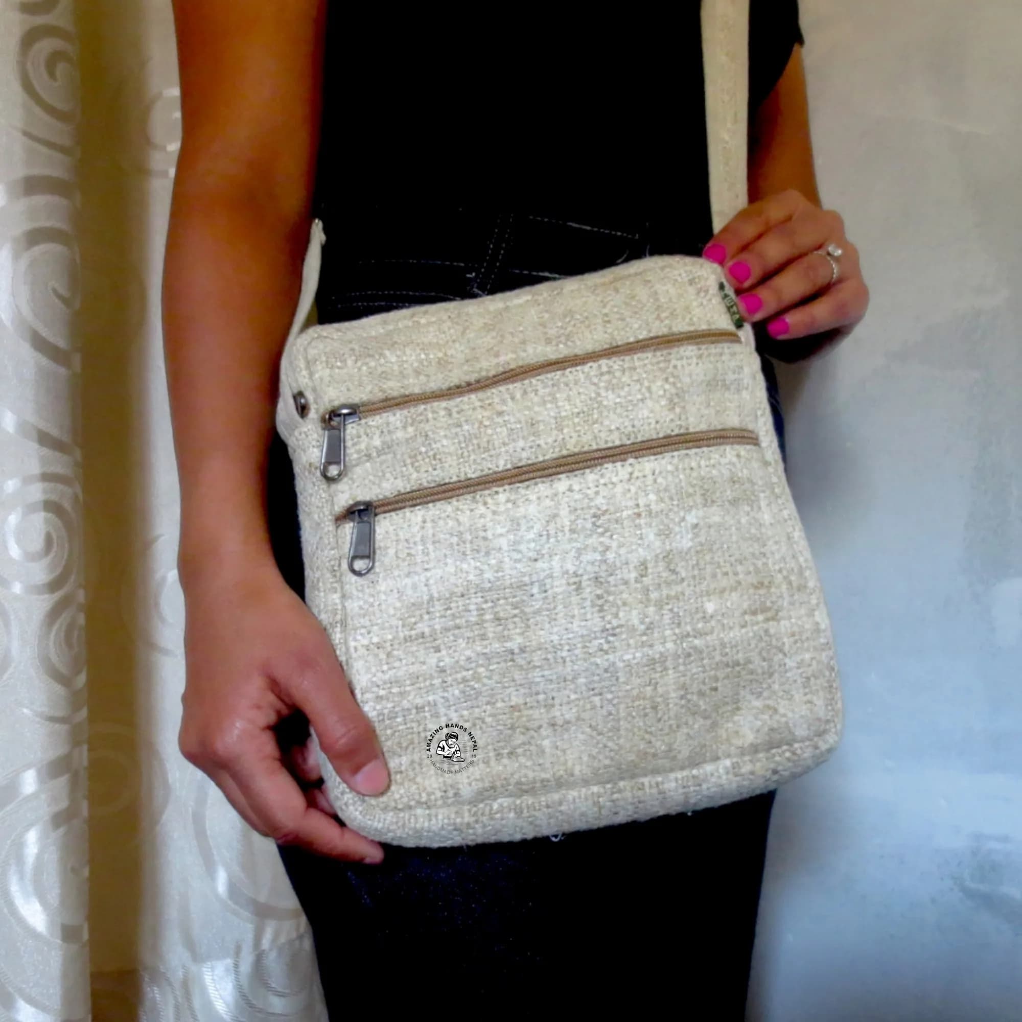 Hemp Crossbody Natural Passport Bag