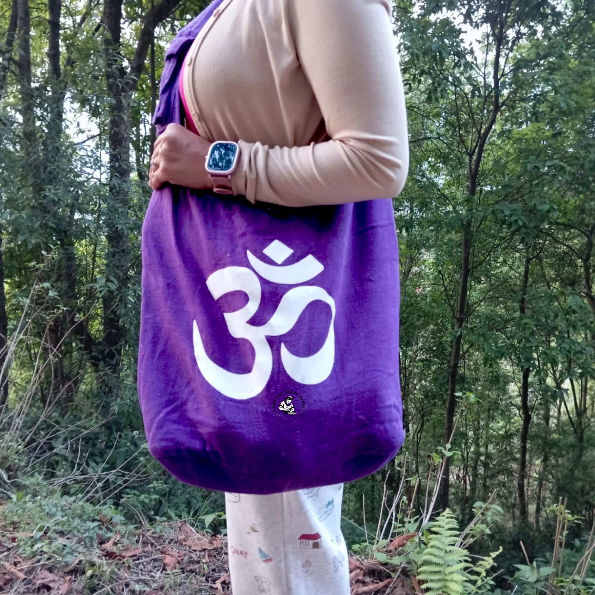 Hindu Om Printed Hippie Shoulder Bag