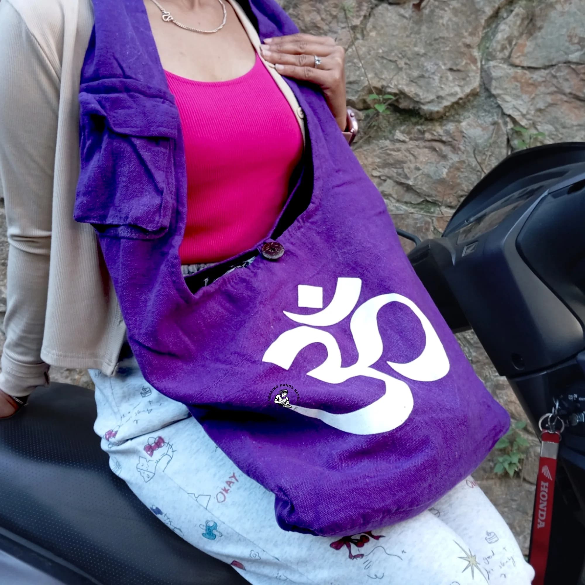Hindu Om Printed Hippie Shoulder Bag