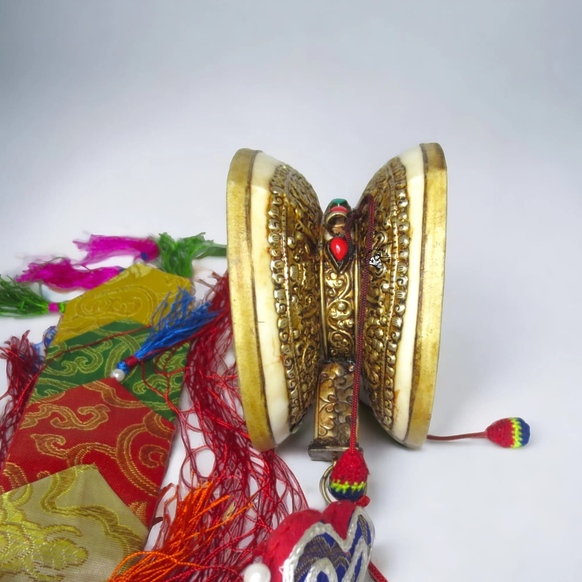 Traditional Tibetan Monk Hand Drum (Damaru)