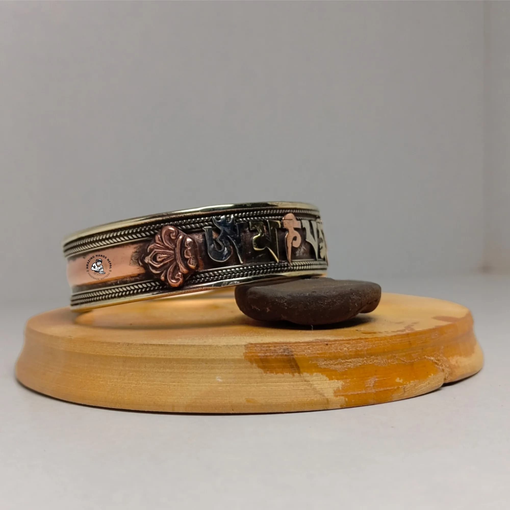 Half Dorje Buddhist Mantra Copper Bracelet