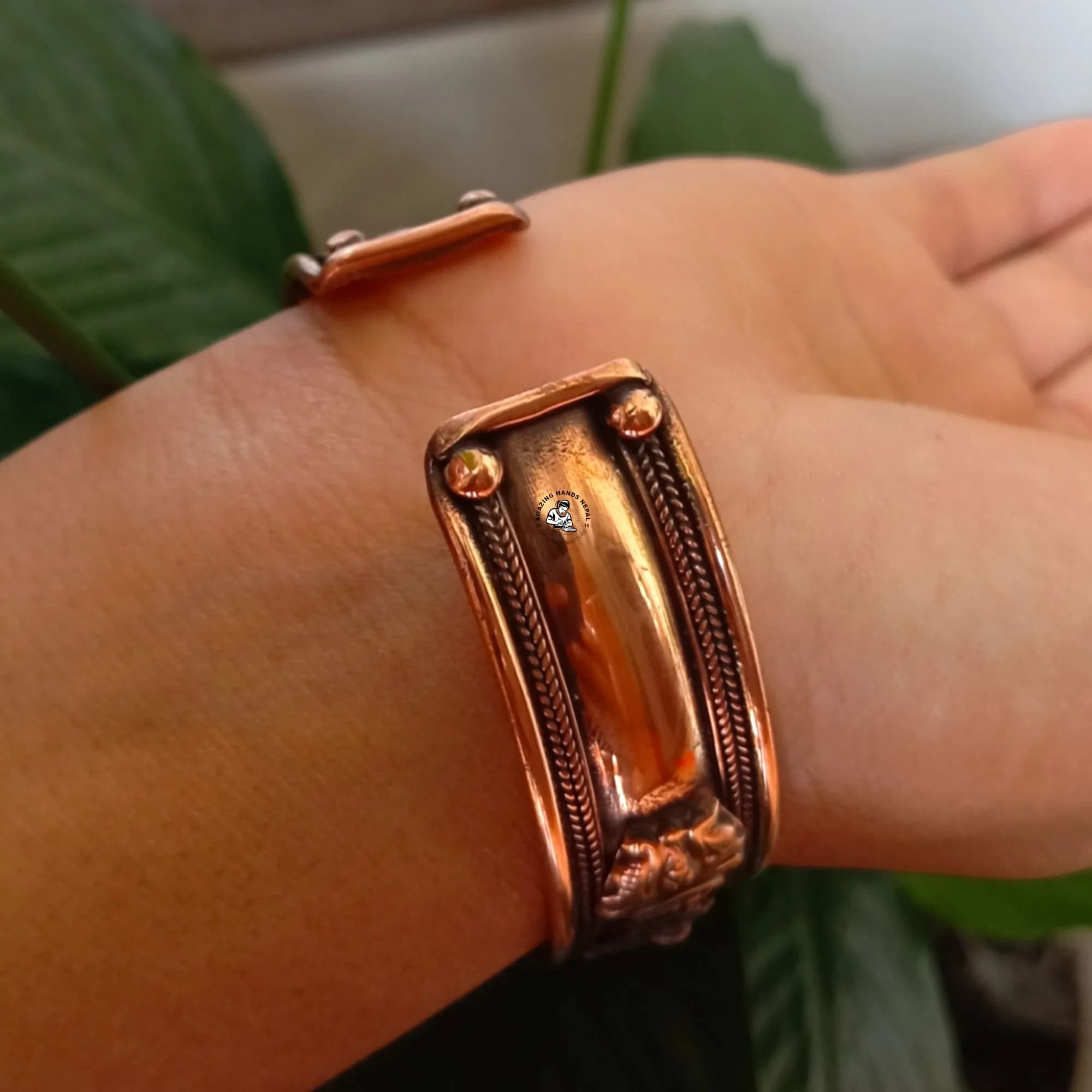 Solid Copper Buddhist Mani Bracelet