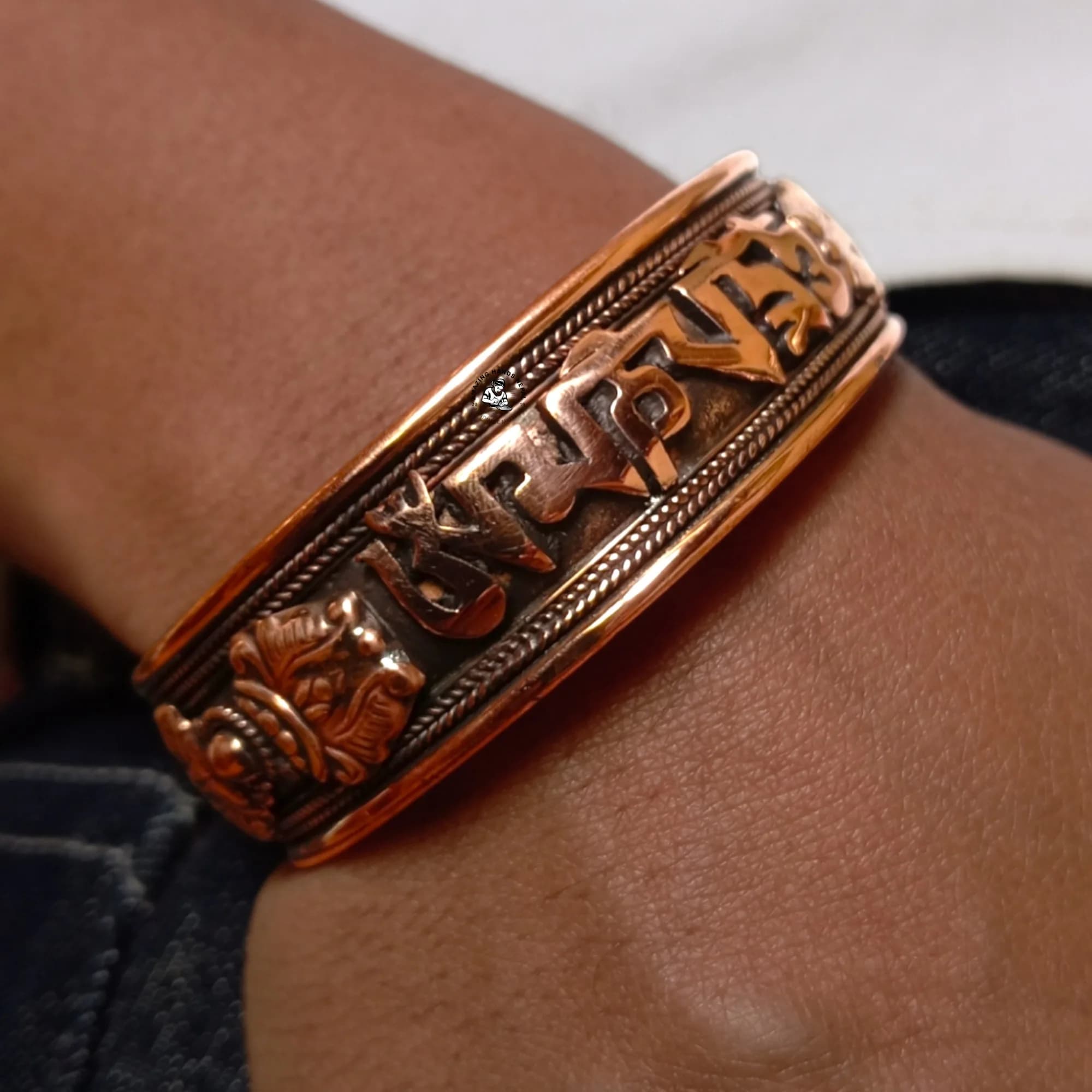 Solid Copper Buddhist Mani Bracelet