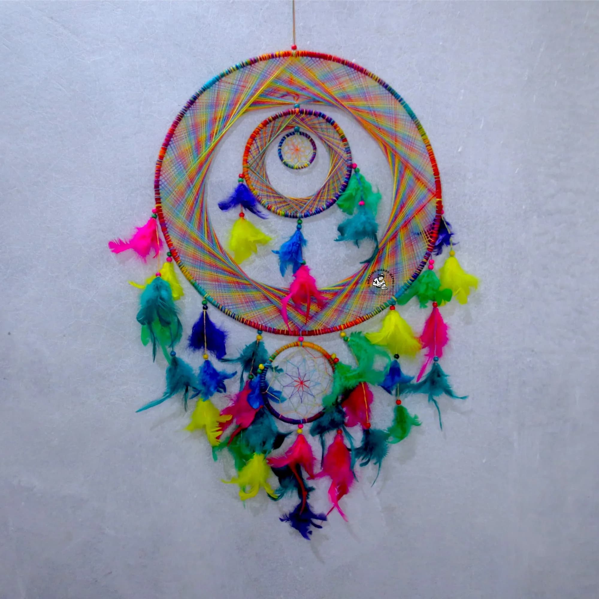Rainbow Woolen Dream Catcher