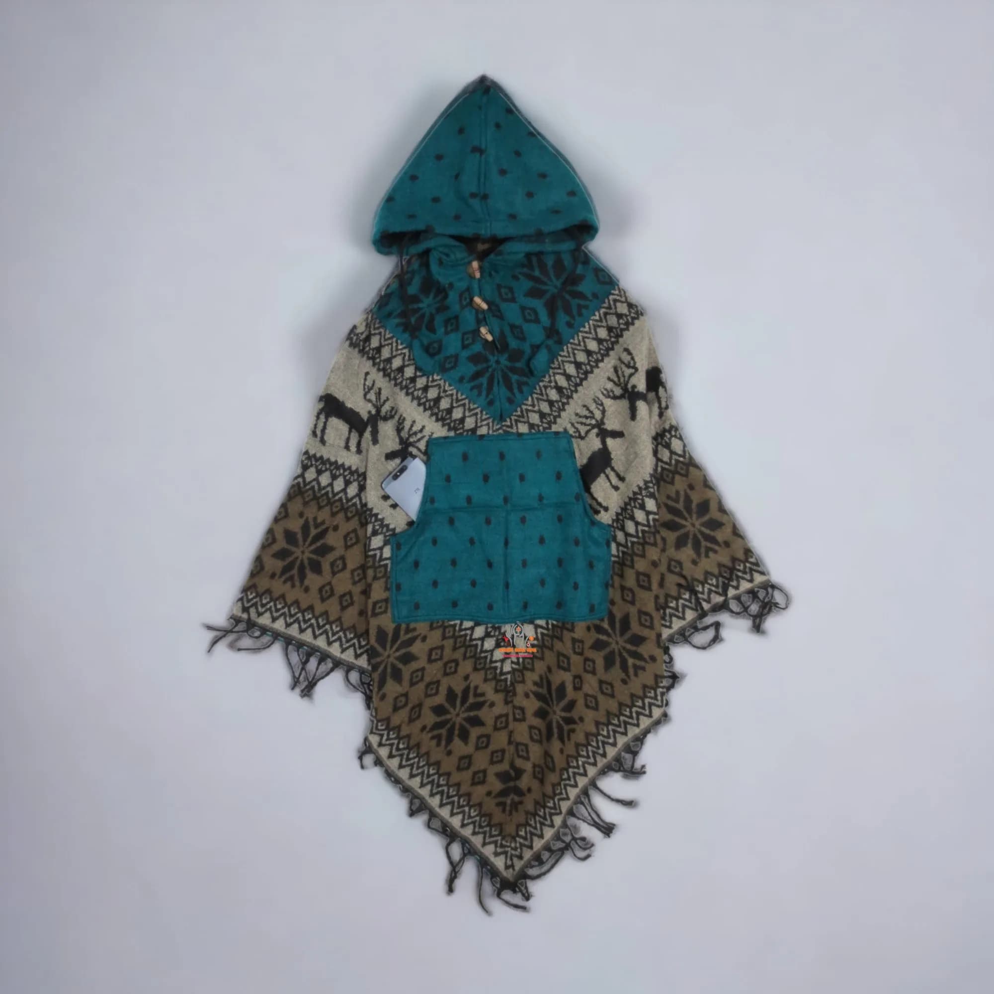 Himalayan Artistic Deer Woolen Poncho