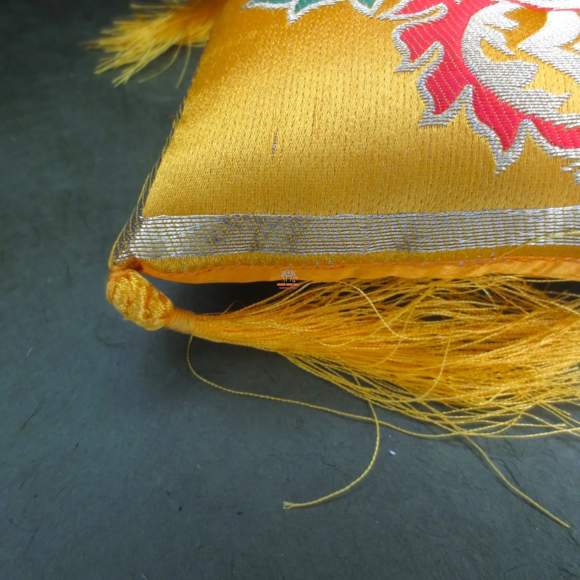 Buddhist Singing Bowl Cushion Dorje Yellow