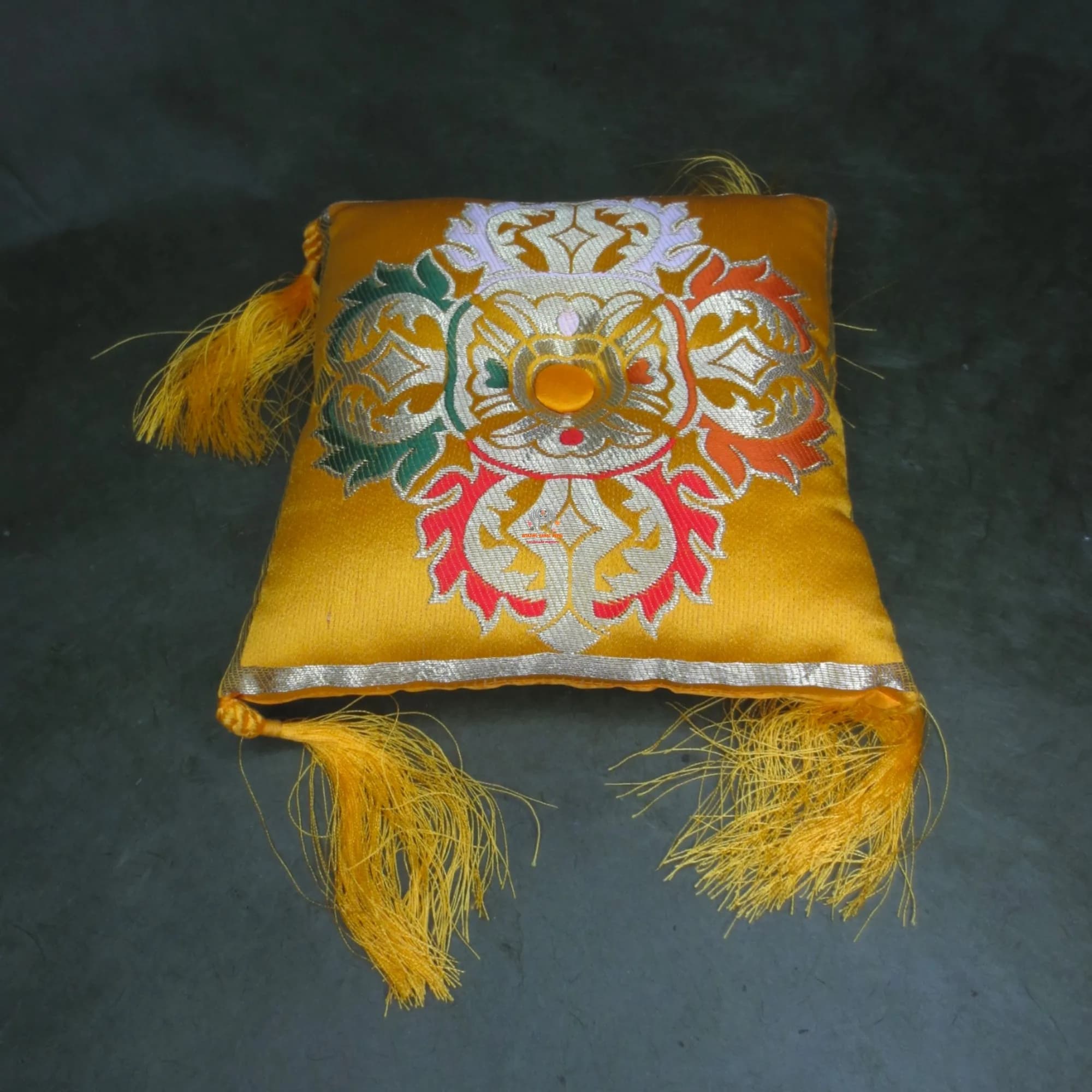 Buddhist Singing Bowl Cushion Dorje Yellow
