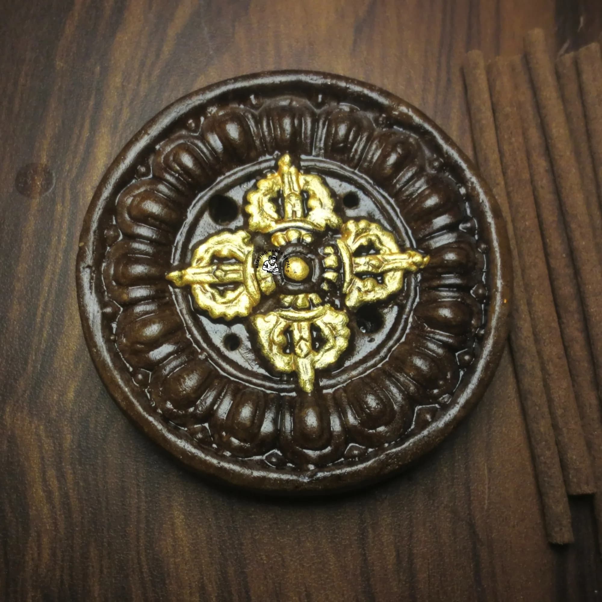 Buddhist Golden Dorje Incense Holder