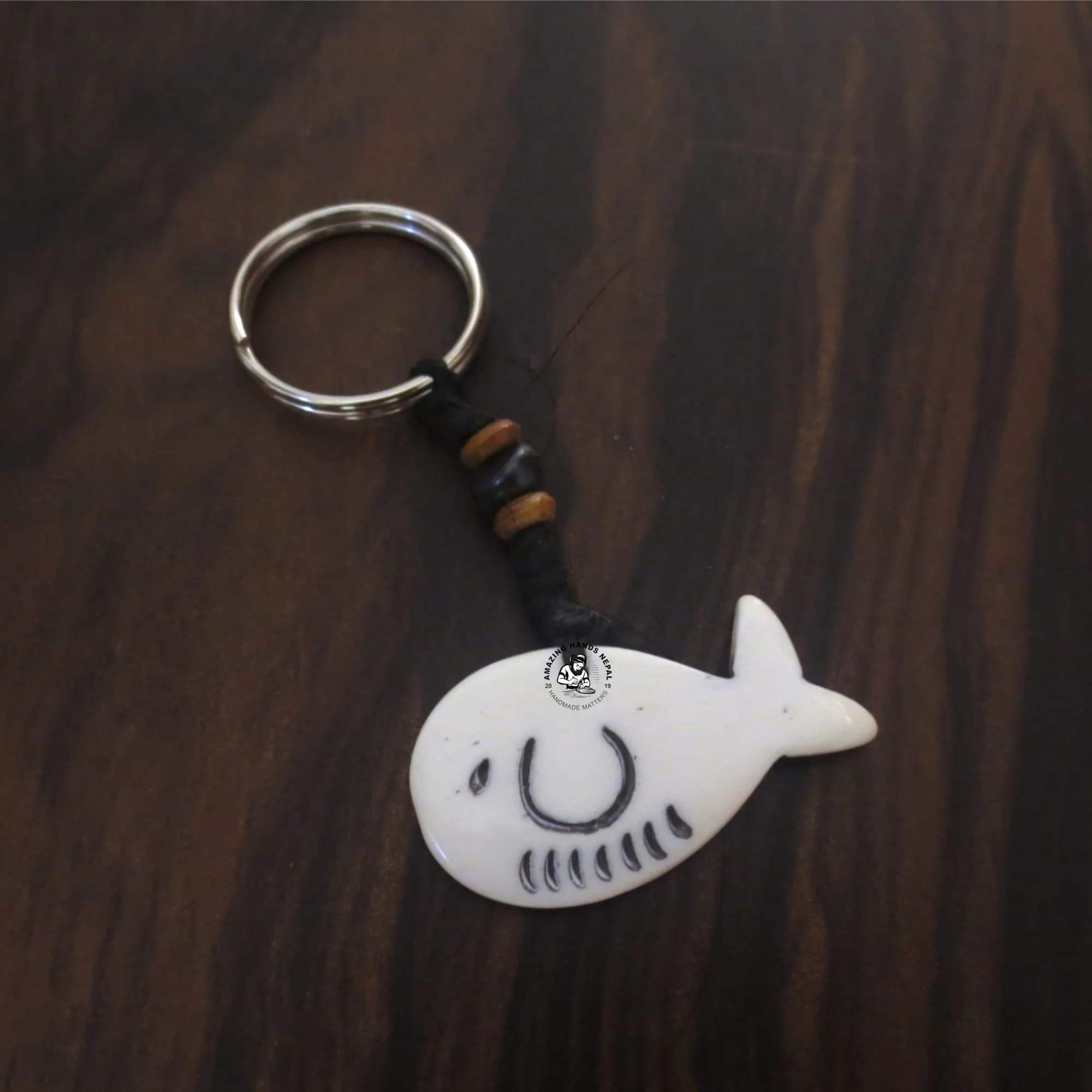 Hand-carved Baby Dolphin Key Ring