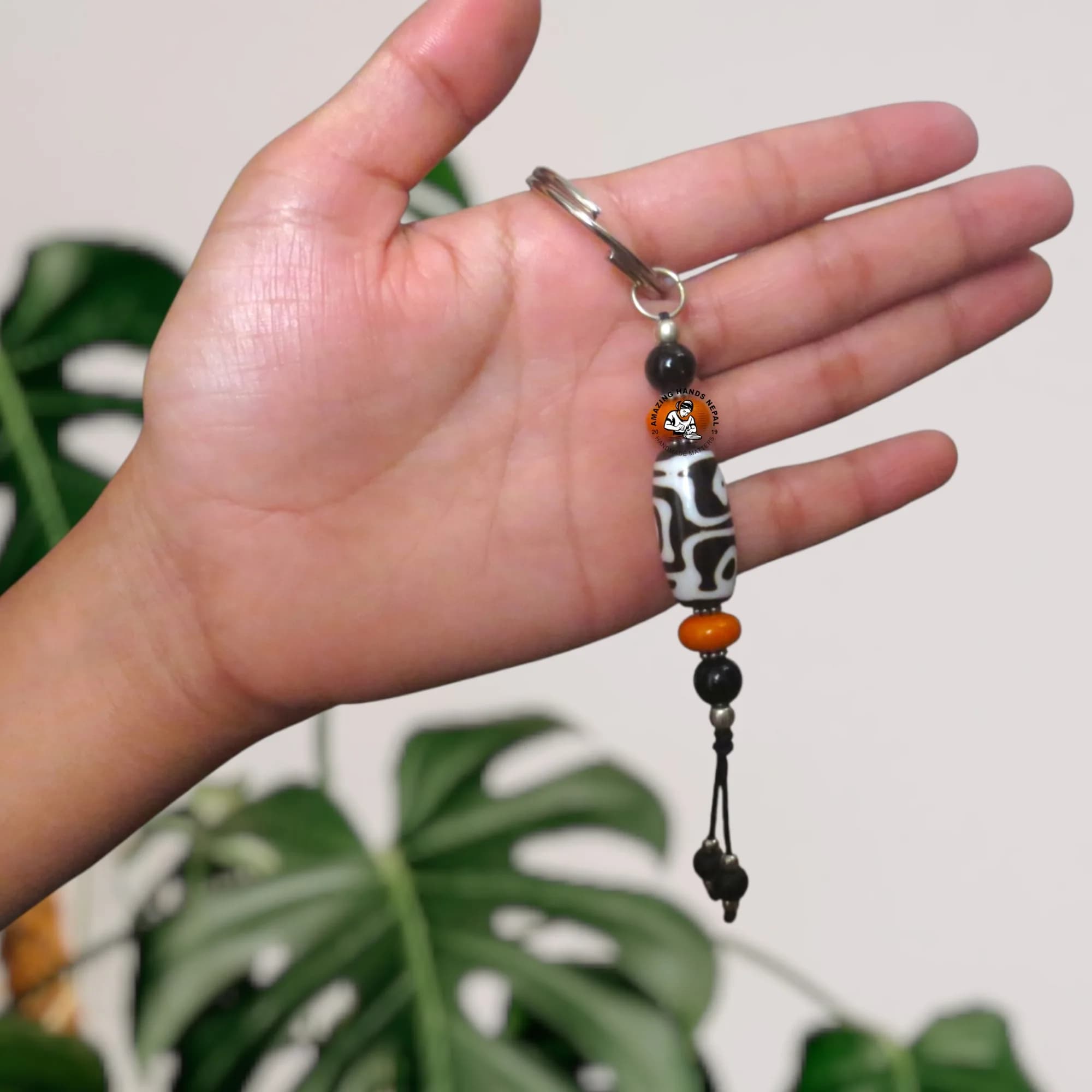 Tibetan Dzi Beads Key Ring