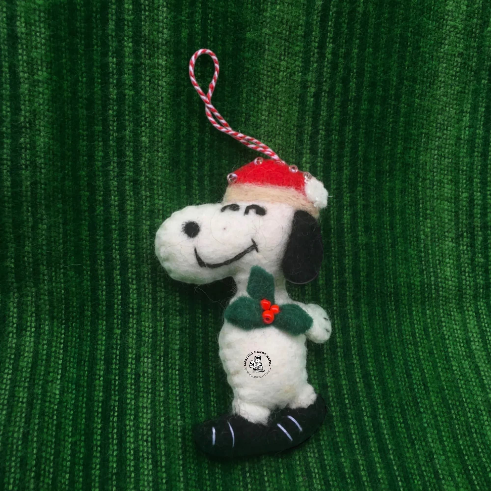 Nepali Handcrafted Christmas Felt Snoopy Ornament