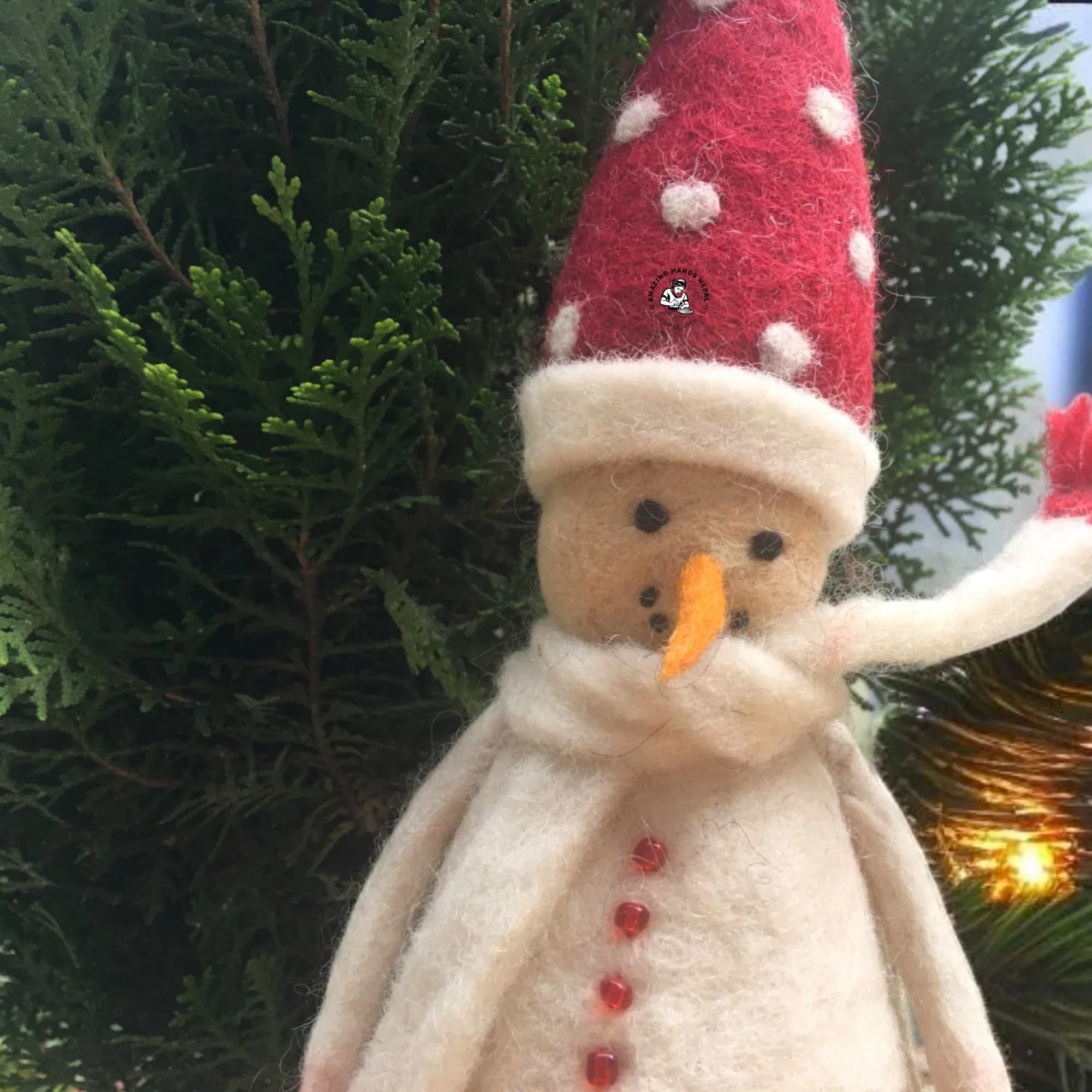 Nepali Handcrafted Felt Snowman Christmas Décor