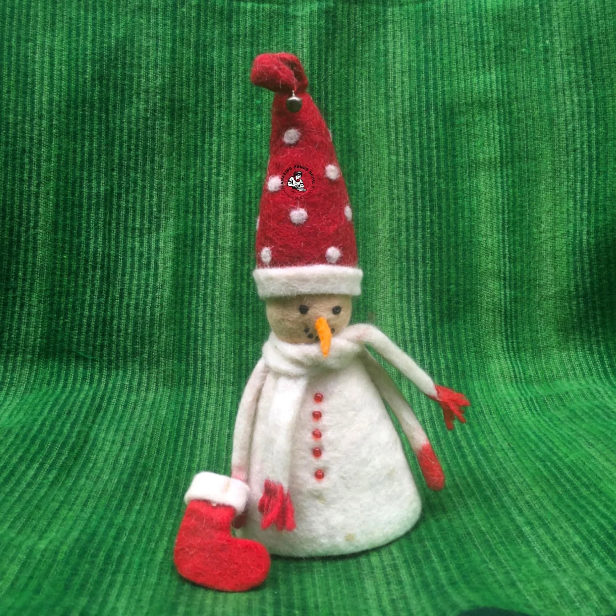 Nepali Handcrafted Felt Snowman Christmas Décor