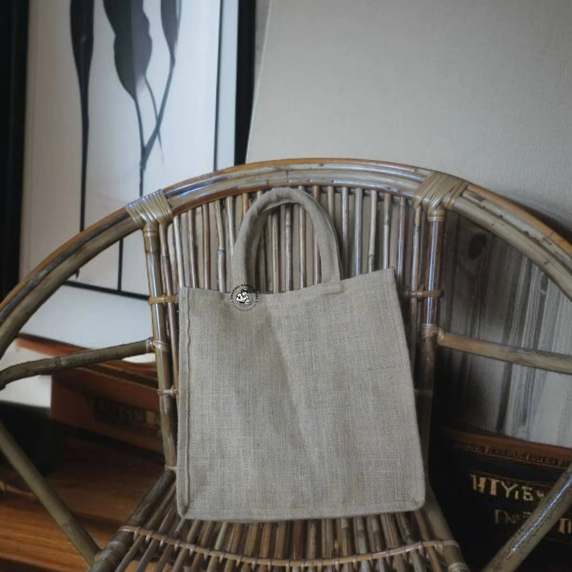 Nepali Artisanal Jute Tote Shopping Bag Small