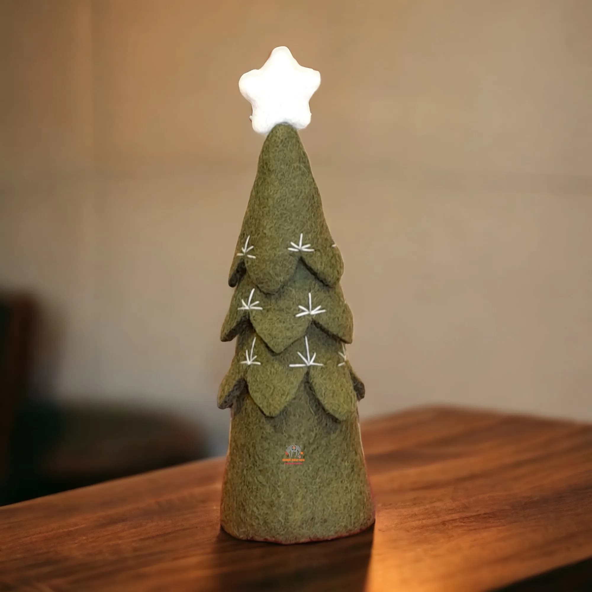 Nepali Artisanal Christmas Tree Set Olive Green