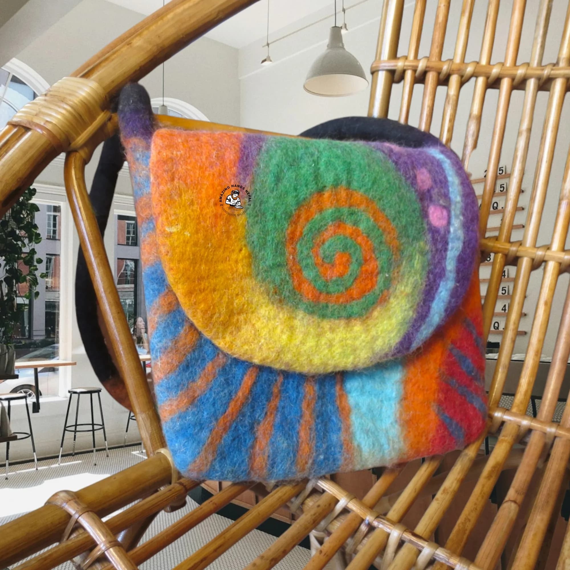 Nepali Artisanal Spiral Wool Felt Bag