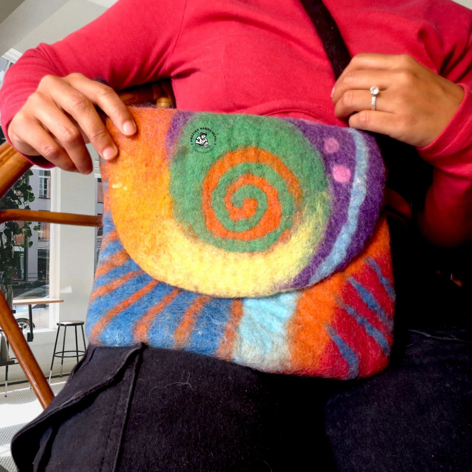 Nepali Artisanal Spiral Wool Felt Bag