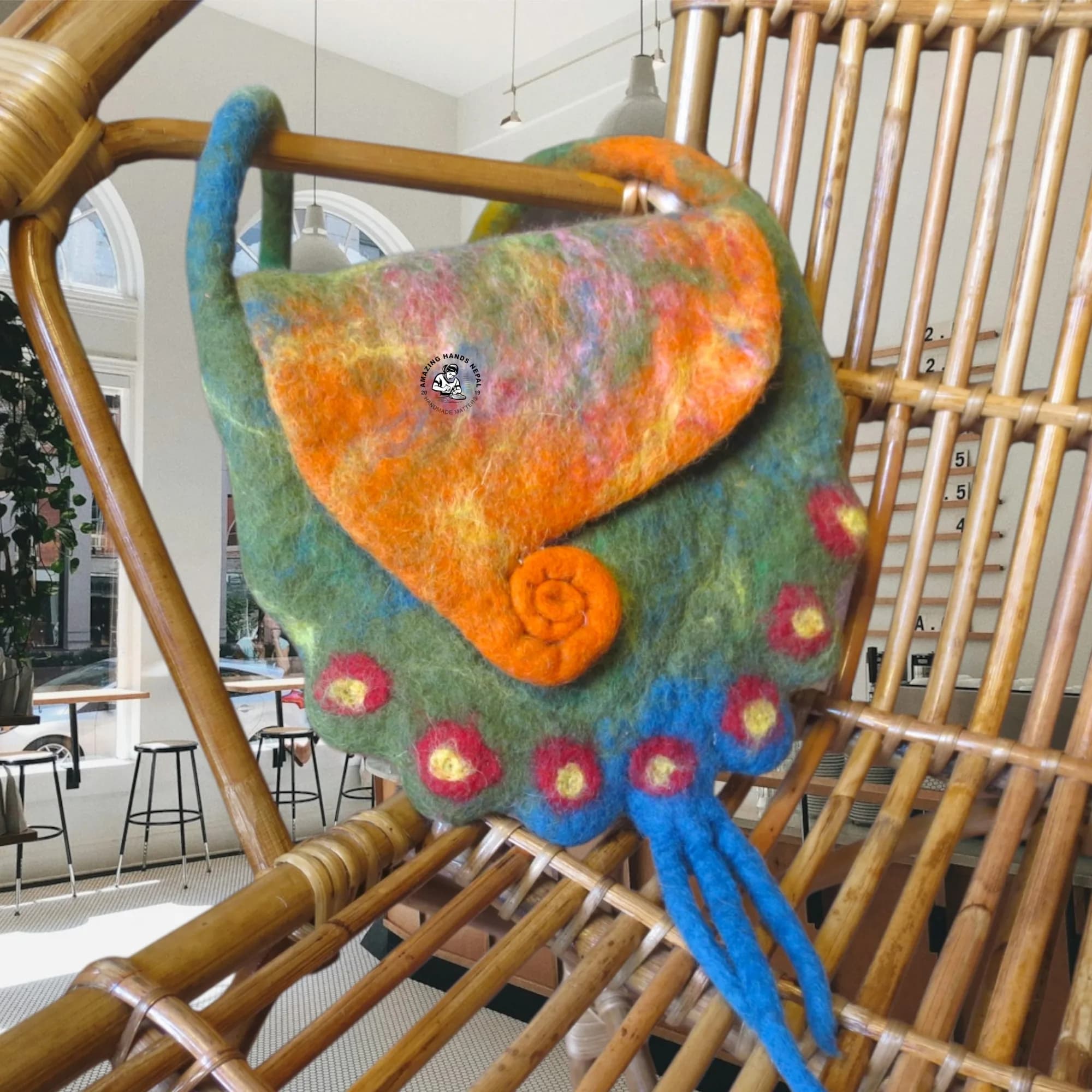 Nepali Artisanal Felt Wool Nature Themed Bag