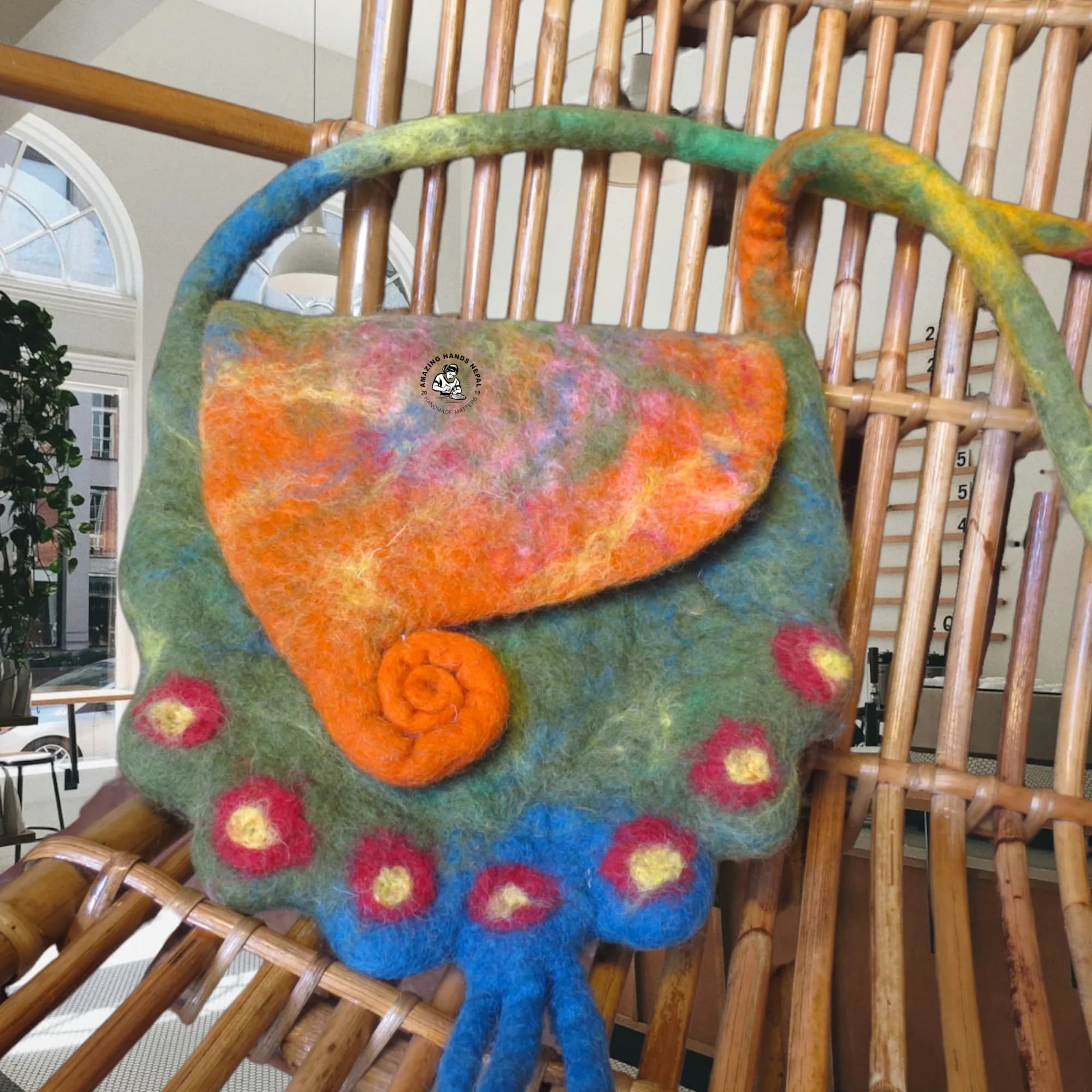 Nepali Artisanal Felt Wool Nature Themed Bag