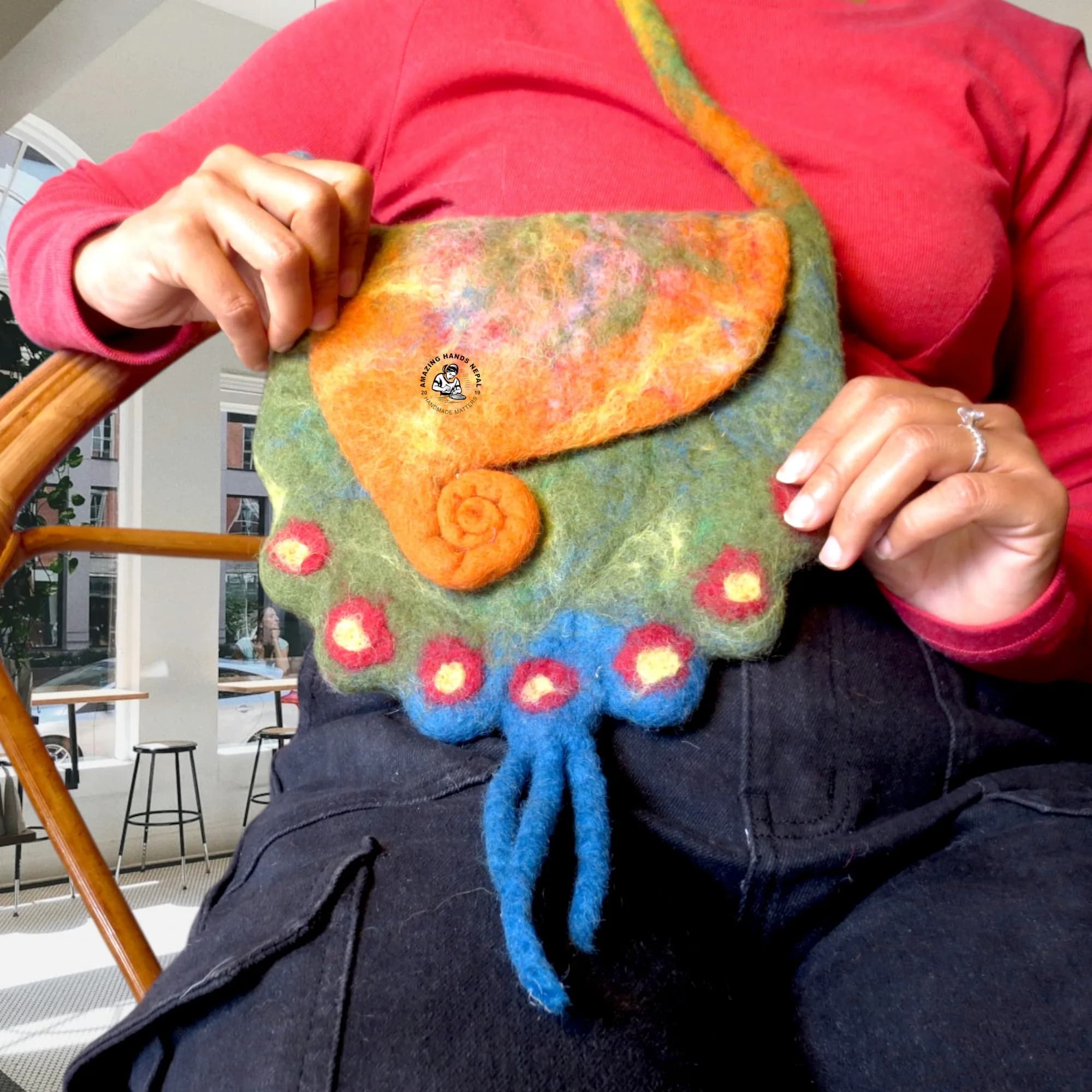 Nepali Artisanal Felt Wool Nature Themed Bag