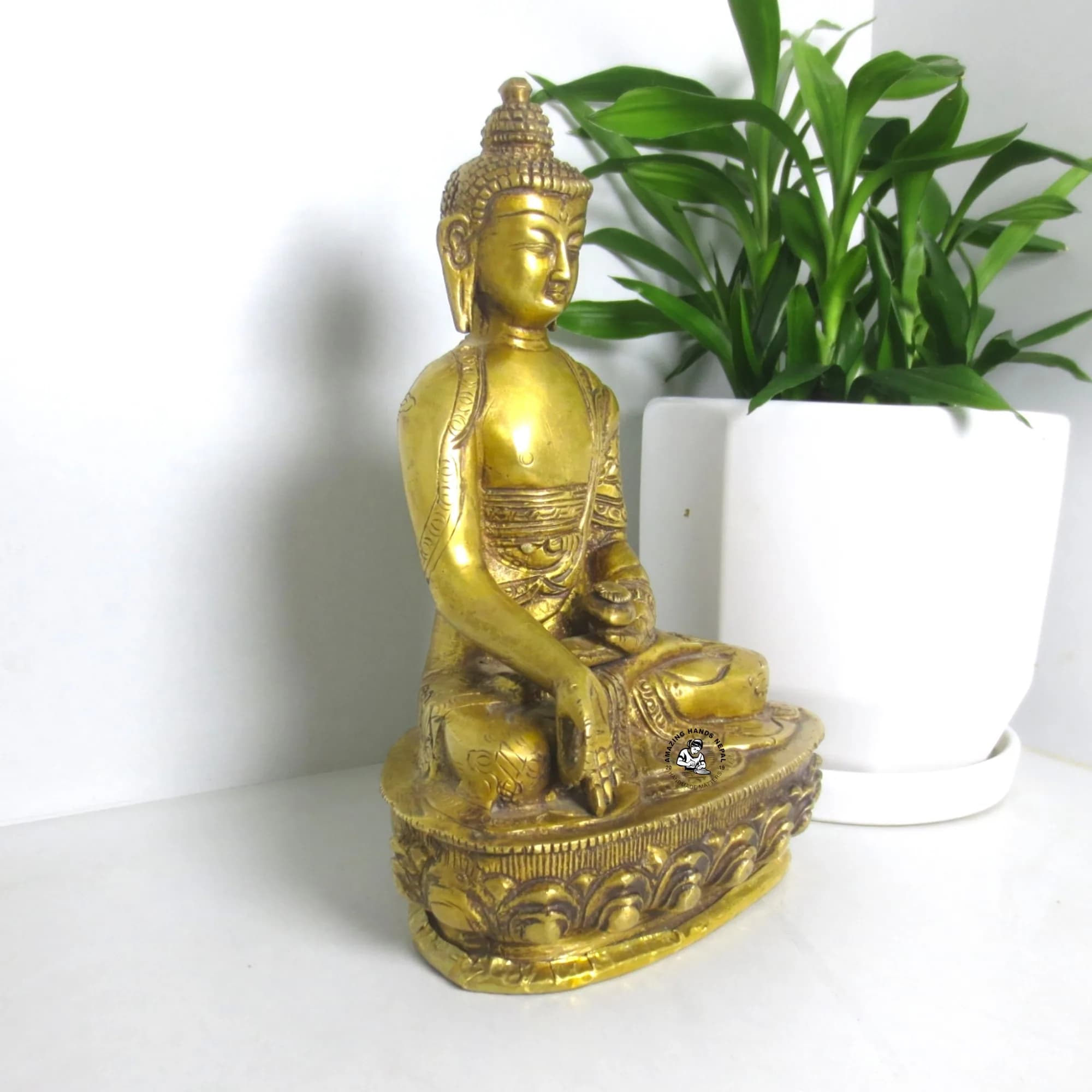 Tibetan Ratnasambhava Buddha brass statue