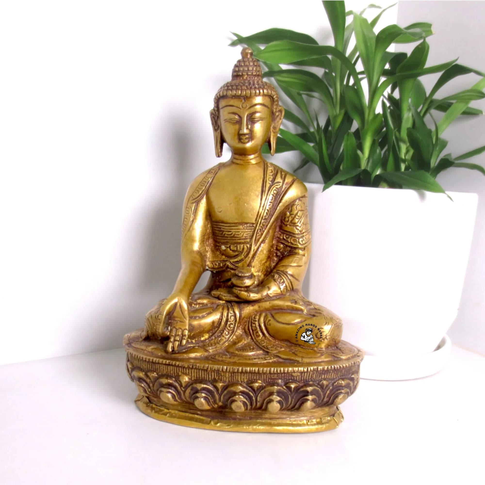 Tibetan Ratnasambhava Buddha brass statue