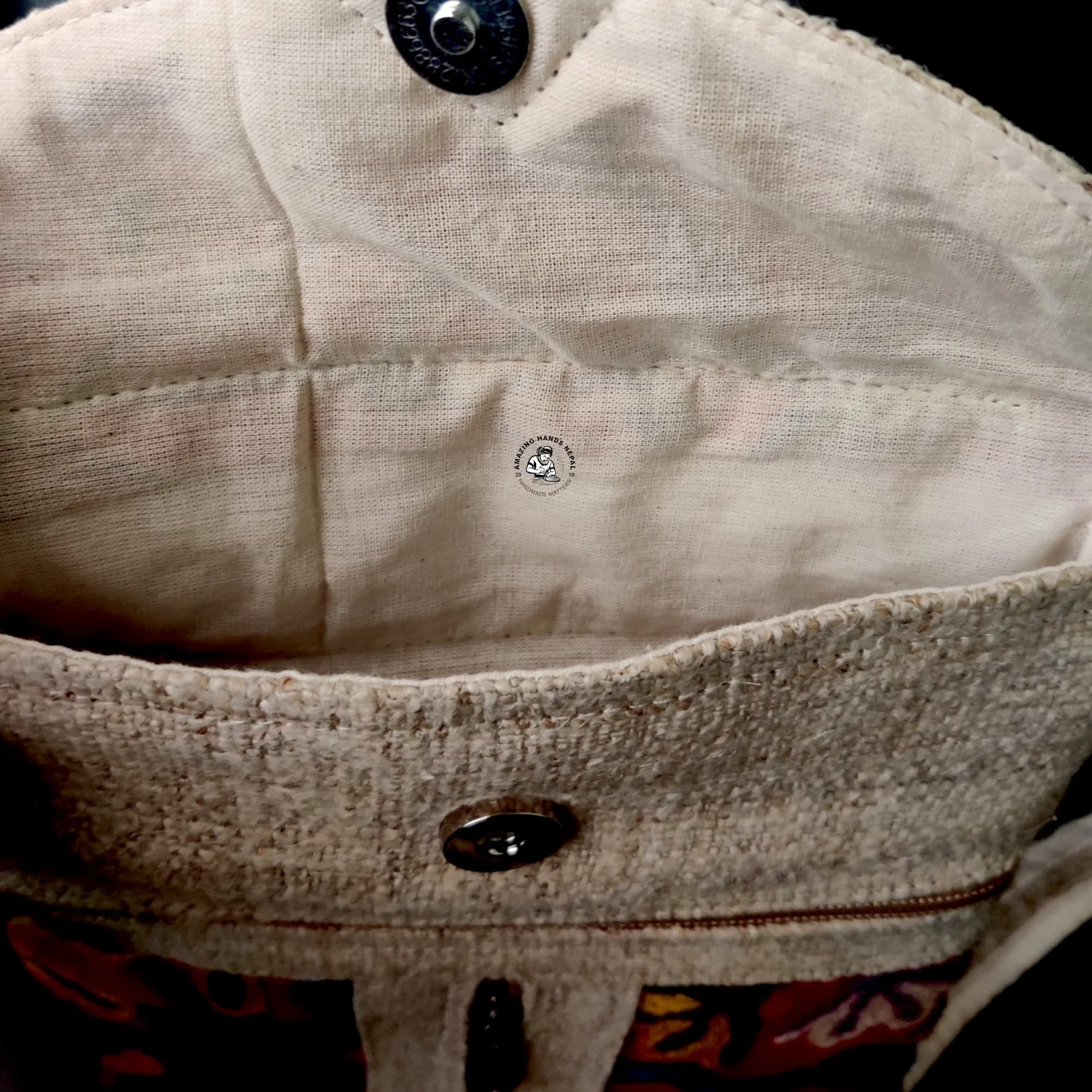 Embroidered Design Hemp Strap Bag